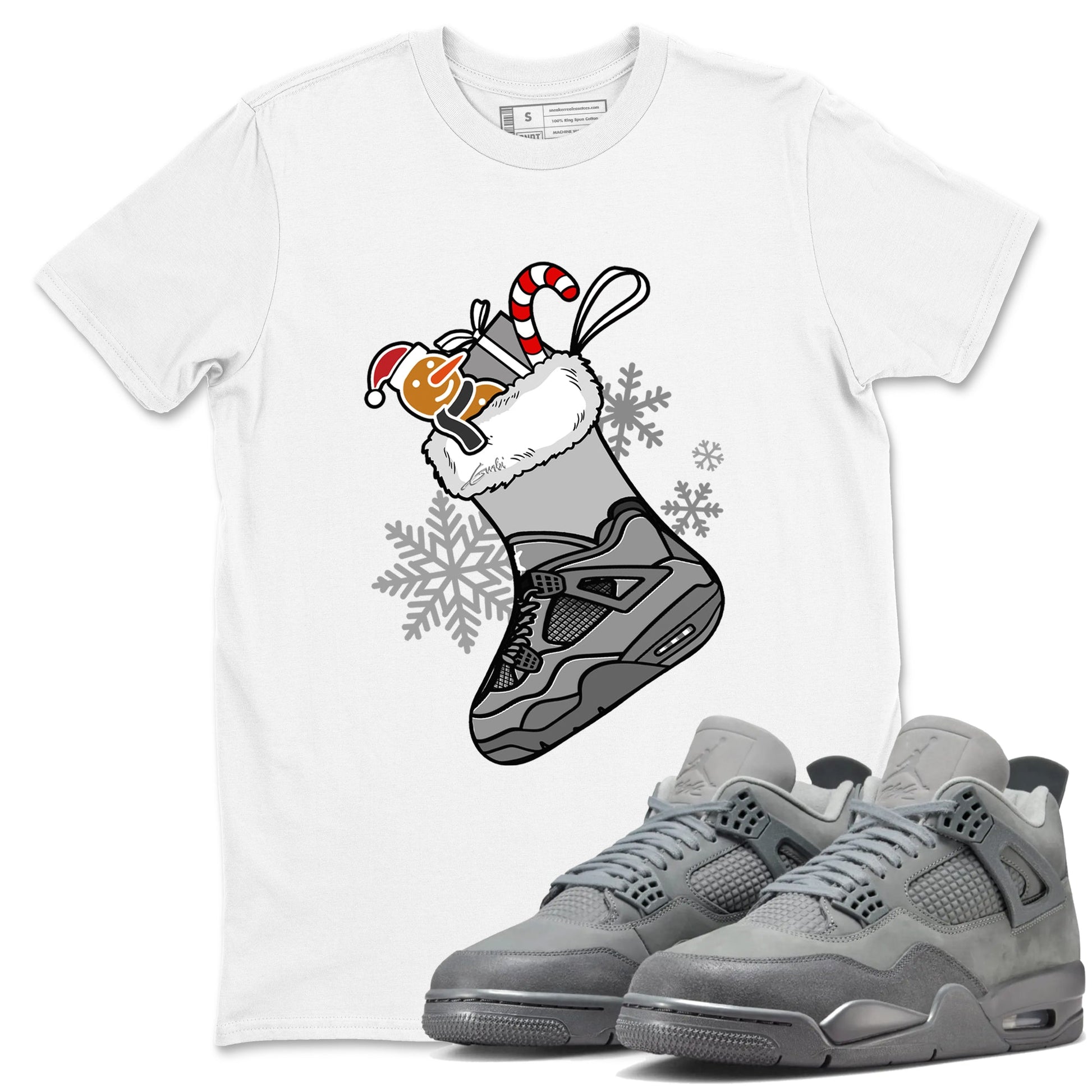 4s Paris Olympics shirts to match jordans Christmas Sneaker Stocking t shirts to match sneakers Air Jordan 4 SE Wet Cement match shoes to clothes SNRT Sneaker Tees unisex cotton White 1 shirts
