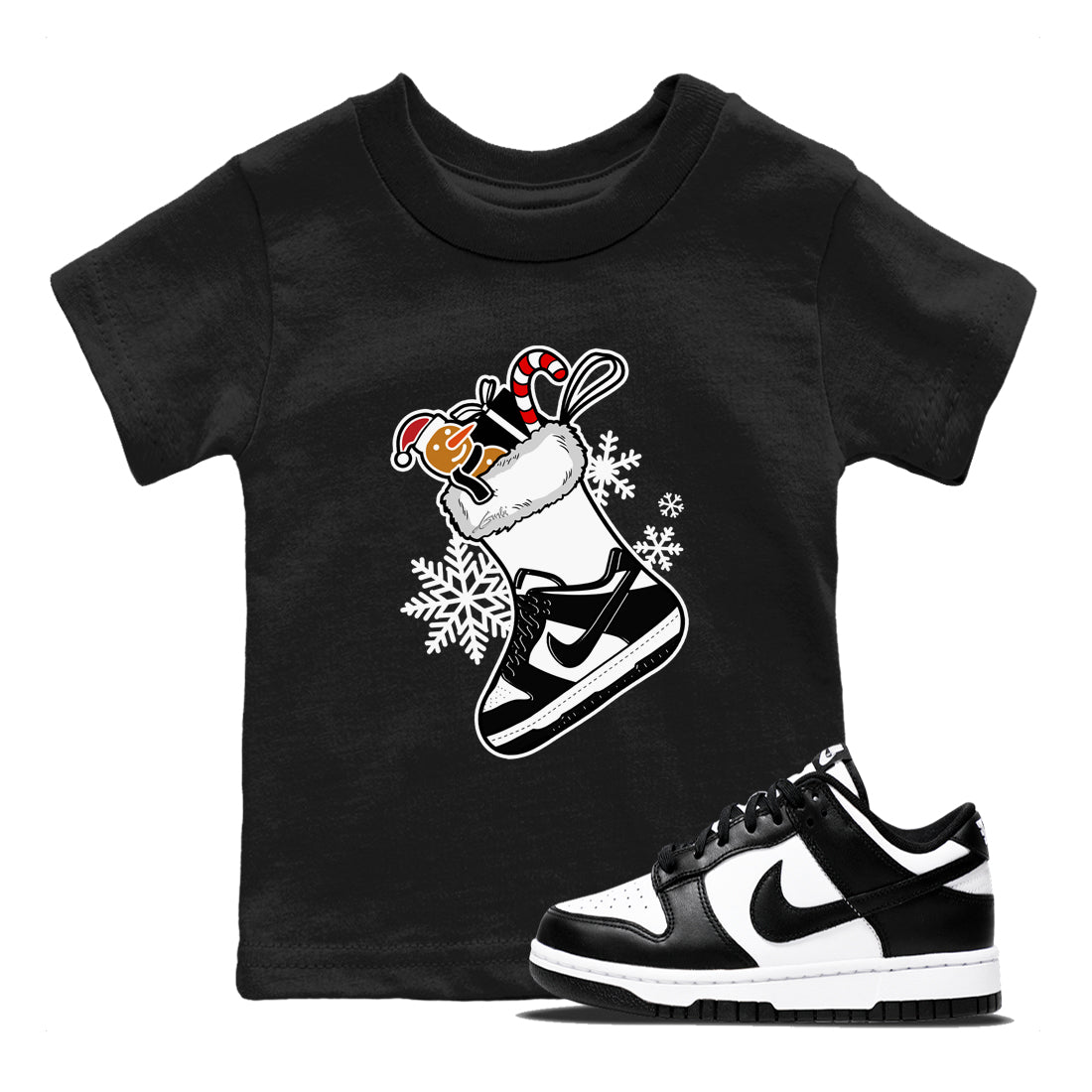 Dunk Low Retro Panda shirts to match jordans Christmas Sneaker Stocking t shirts to match sneakers Dunk White Black Panda match shoes to clothes SNRT Sneaker Tees Youth Baby Black 1 tee
