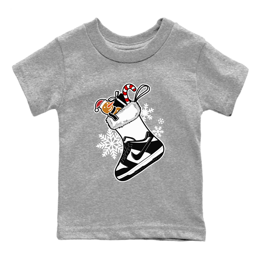 Dunk Low Retro Panda shirts to match jordans Christmas Sneaker Stocking t shirts to match sneakers Dunk White Black Panda match shoes to clothes SNRT Sneaker Tees Youth Baby Heather Grey 2 tee