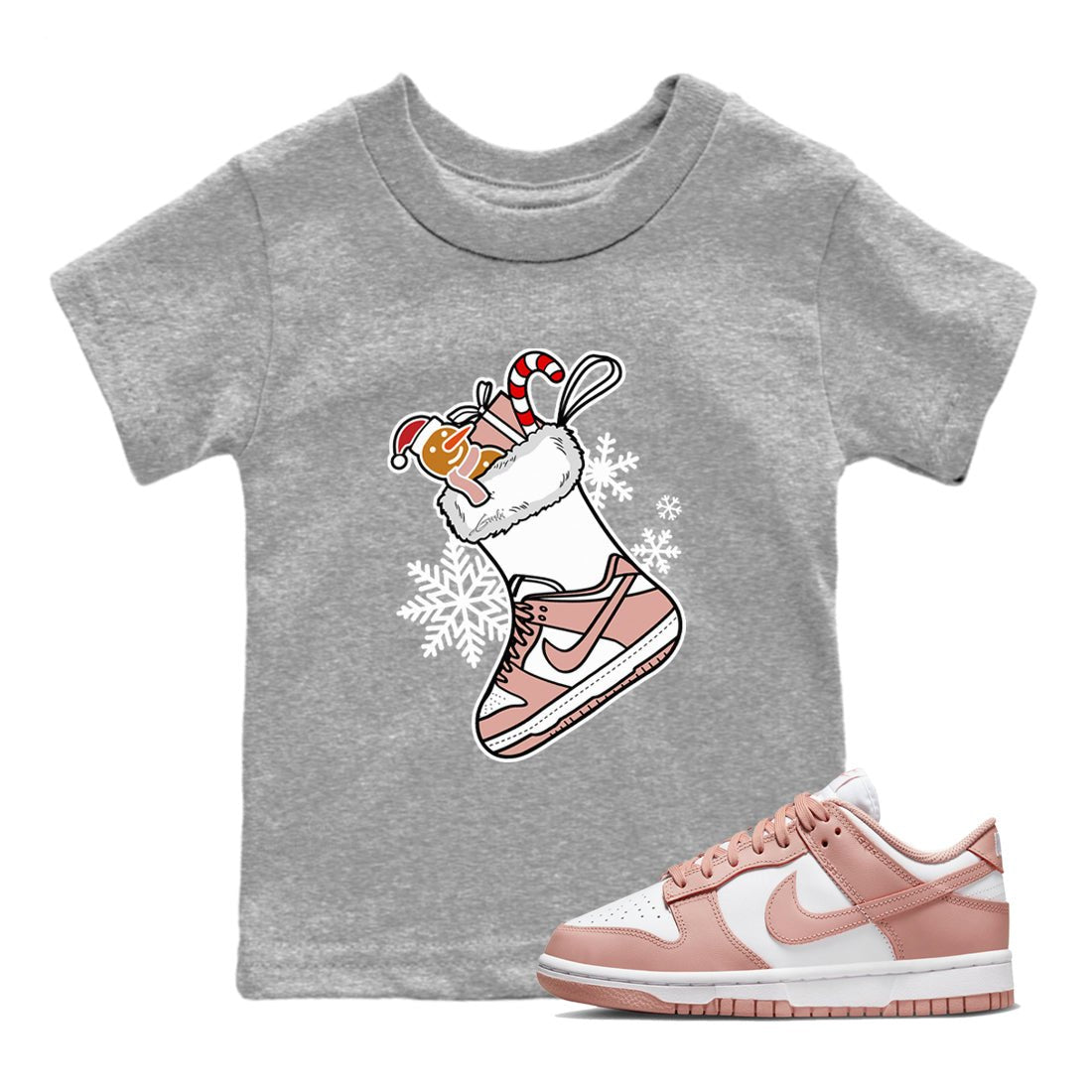 WMNS Dunk Rose Whisper shirts to match jordans Christmas Sneaker Stocking t shirts to match sneakers Dunk Rose Whisper match shoes to clothes SNRT Sneaker Tees Youth Baby Heather Grey 1 tee
