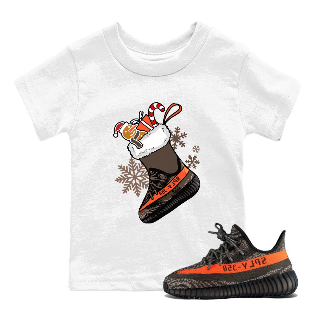 Yeezy 350 V2 Carbon Beluga shirts to match jordans Christmas Sneaker Stocking t shirts to match sneakers Yeezy 350 Carbon Beluga match shoes to clothes SNRT Sneaker Tees Youth Baby White 1 tee