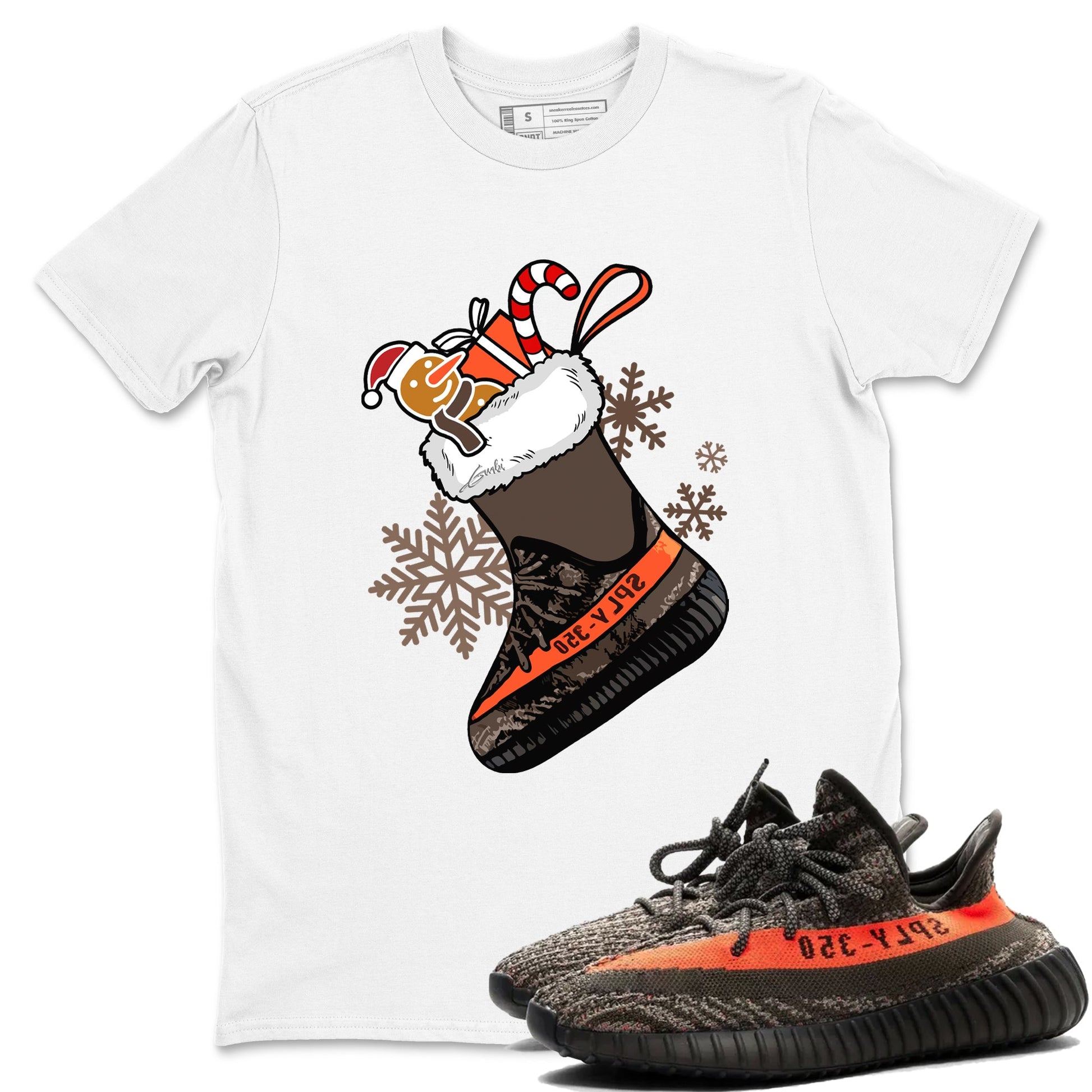 Yeezy 350 V2 Carbon Beluga shirts to match jordans Christmas Sneaker Stocking t shirts to match sneakers Yeezy 350 Carbon Beluga match shoes to clothes SNRT Sneaker Tees unisex cotton White 1 shirts