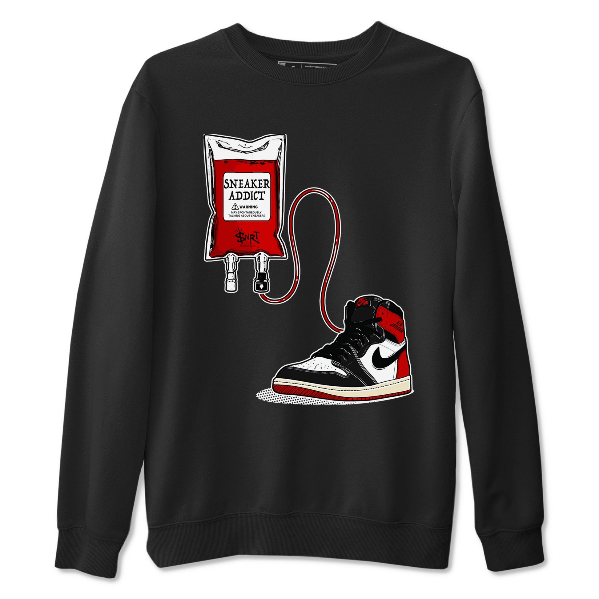 1s Black Toe Reimagined shirts to match jordans Sneaker Therapy sneaker match tees Air Jordan 1 Black Toe Reimagined SNRT Sneaker Release Tees unisex cotton Black 2 crew neck shirts