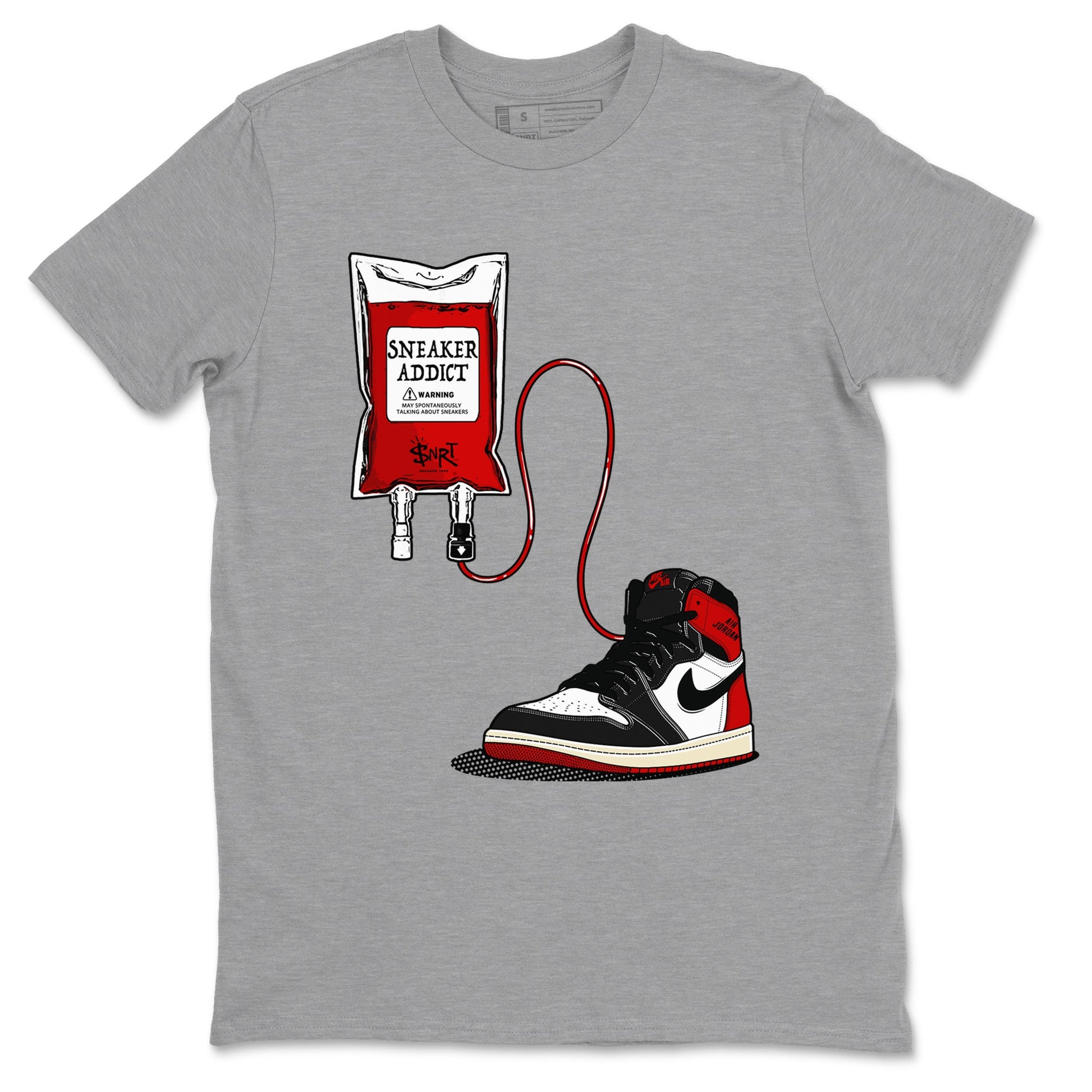 1s Black Toe Reimagined shirts to match jordans Sneaker Therapy sneaker match tees Air Jordan 1 Black Toe Reimagined SNRT Sneaker Release Tees unisex cotton Heather Grey 2 crew neck shirts