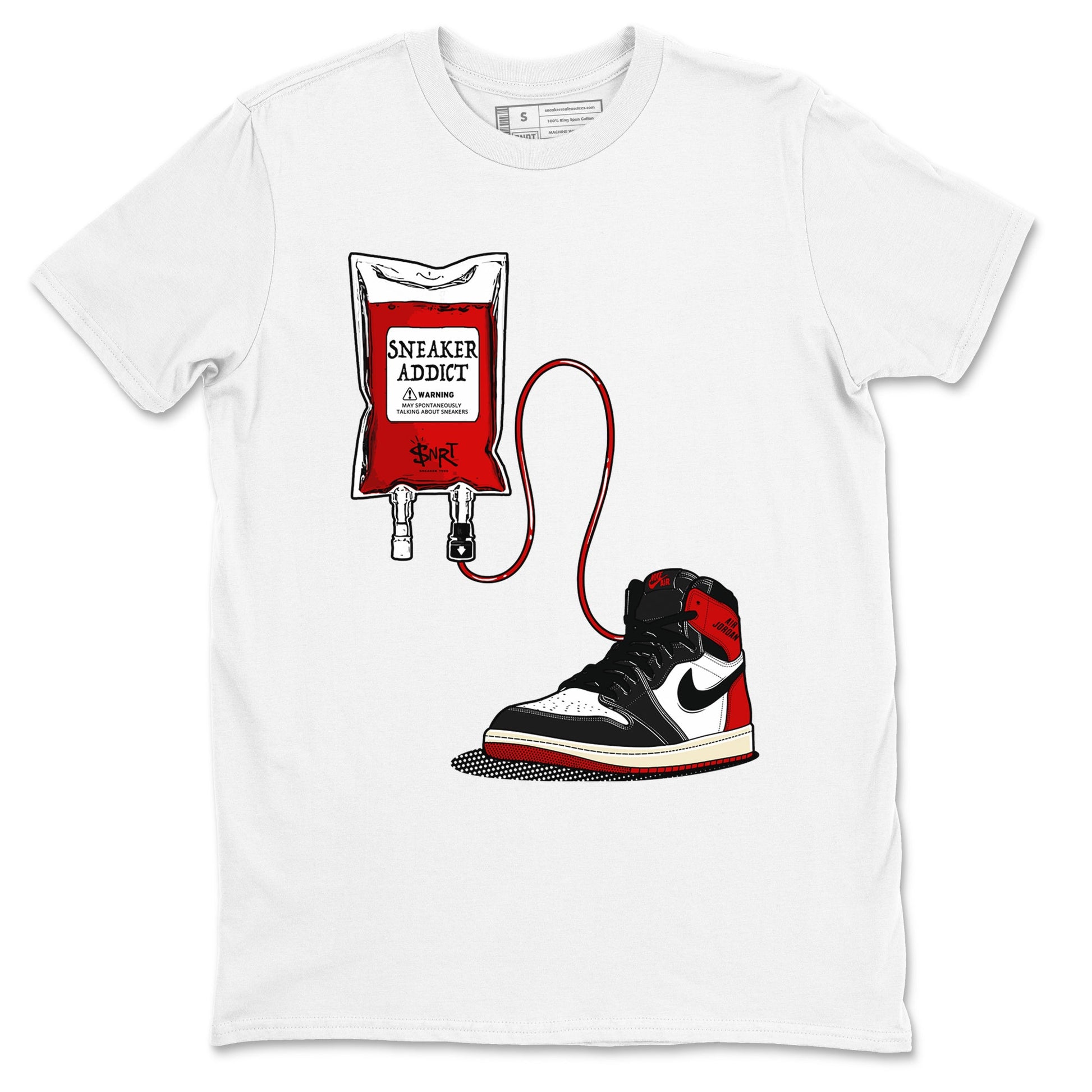 1s Black Toe Reimagined shirts to match jordans Sneaker Therapy sneaker match tees Air Jordan 1 Black Toe Reimagined SNRT Sneaker Release Tees unisex cotton White 2 crew neck shirts