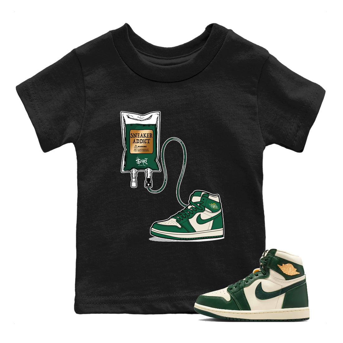 Sneaker Threads – Sneaker Tees To Match Air Jordan 1 Pro Green – Sneaker Therapy Youth Graphic Tee Black 1. Perfect for Jordan releases 2025 colorways.