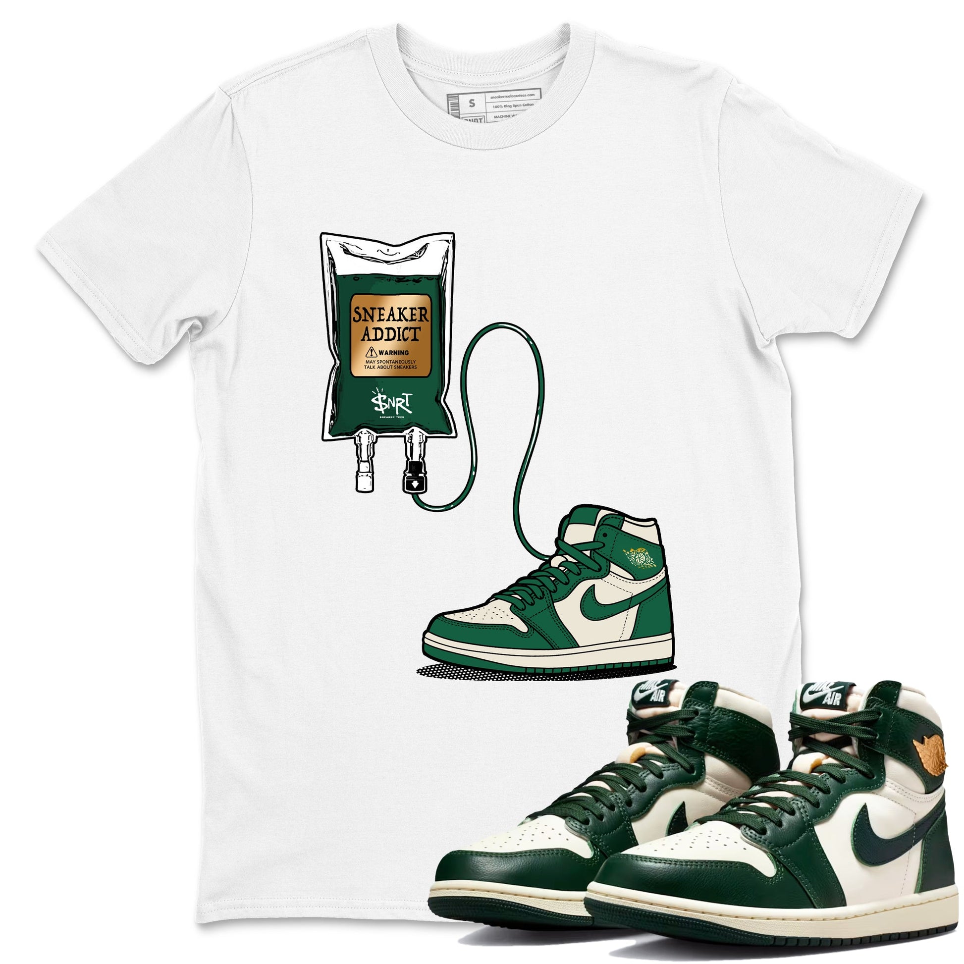 Sneaker Threads – Sneaker Tees To Match Air Jordan 1 Pro Green – Sneaker Therapy Graphic Tee White 1. Perfect for Jordan releases 2025 colorways.