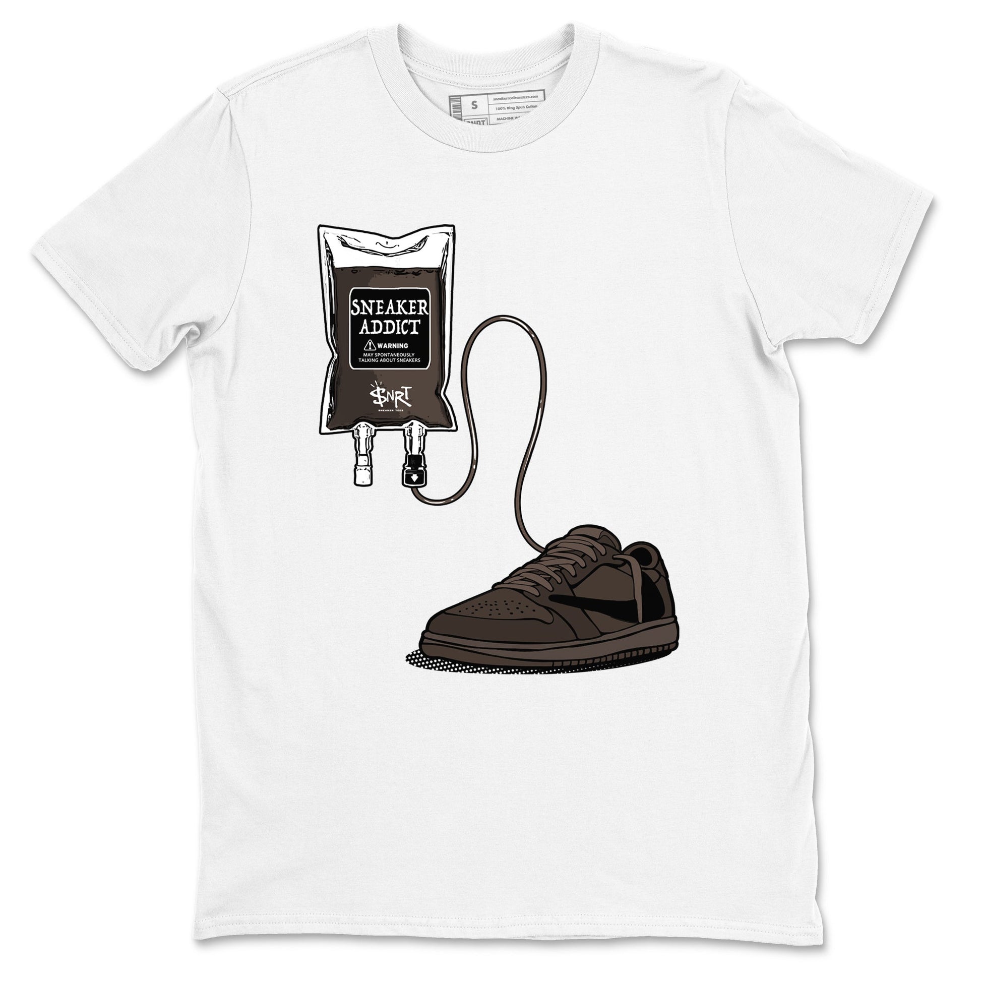 1s Travis Scott Velvet Brown shirts to match jordans Sneaker Therapy best t shirts to wear with jordans Travis Scott x Air Jordan 1 Low OG Velvet Brown match shoes to clothes SNRT Sneaker Tees unisex cotton White 2 shirts