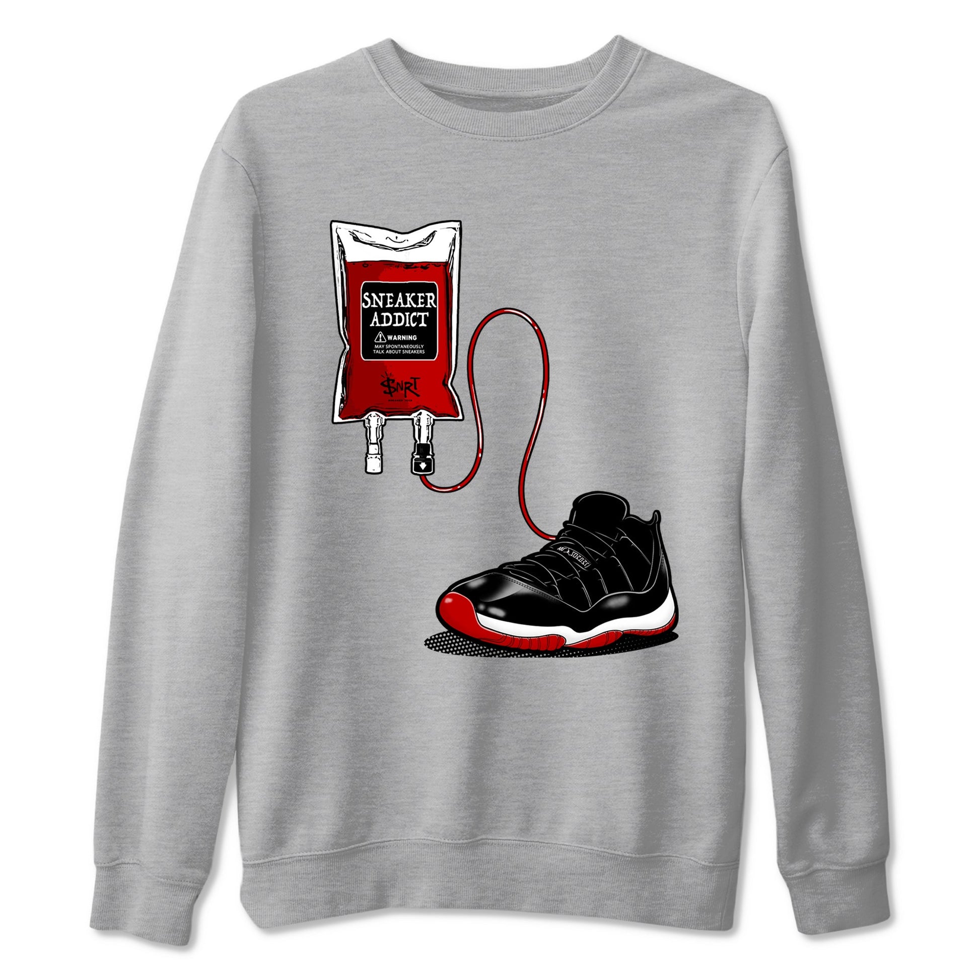 Air Jordan 11 Low Bred sneaker match tee Sneaker Therapy sneaker match tees Air Jordan 11 Bred best t-shirts to match jordans SNRT Sneaker Tees unisex cotton Heather Grey 2 shirts