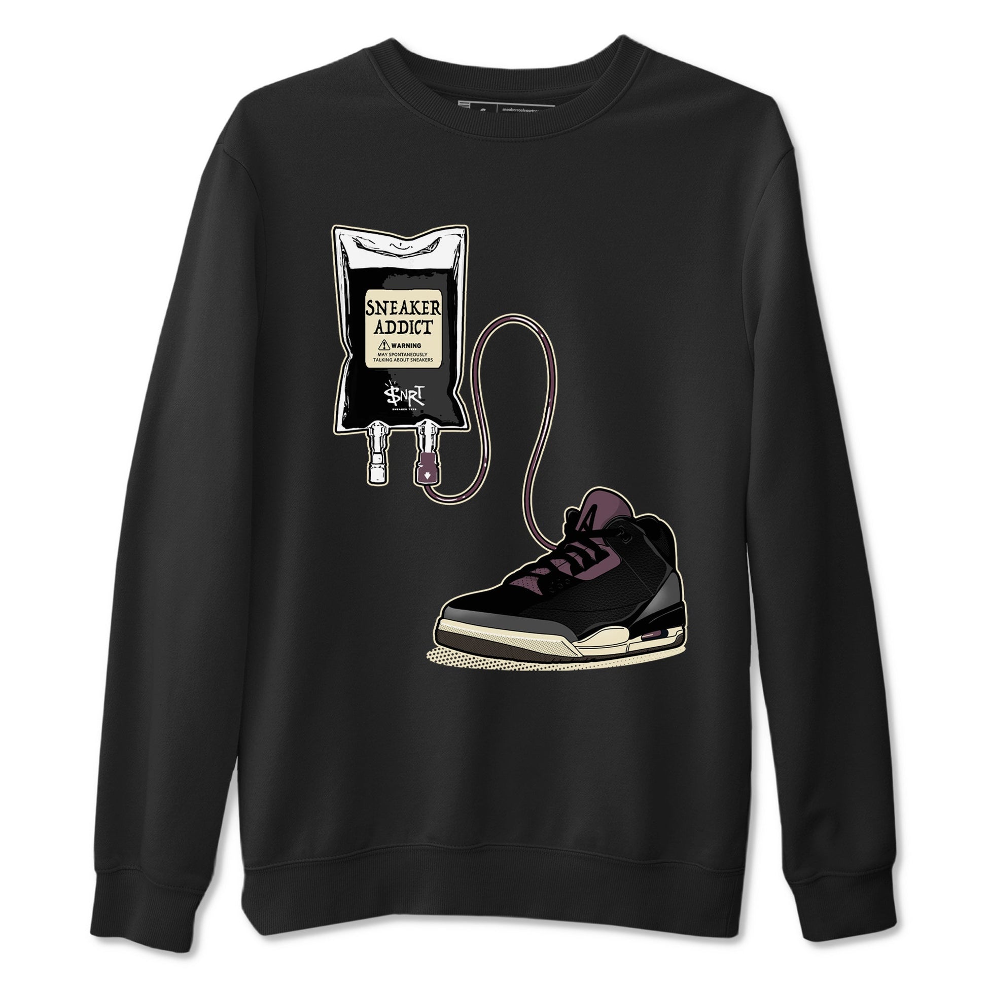 3s A Ma Maniere x Black shirts to match jordans Sneaker Therapy sneaker match tees Air Jordan 3 A Ma Maniere x Black And Flat Pewter SNRT Sneaker Release Tees unisex cotton Black 2 crew neck shirts