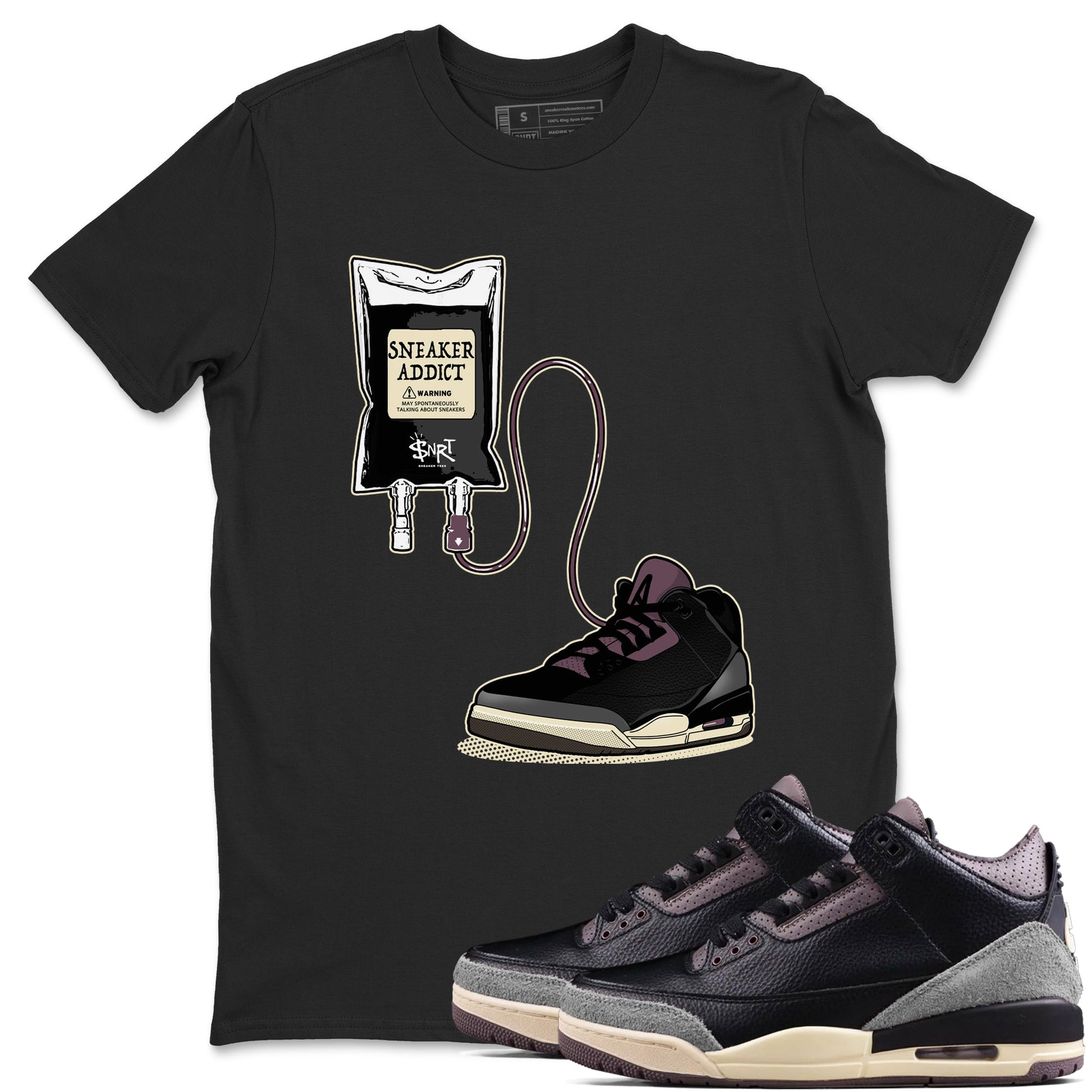 3s A Ma Maniere x Black shirts to match jordans Sneaker Therapy sneaker match tees Air Jordan 3 A Ma Maniere x Black And Flat Pewter SNRT Sneaker Release Tees unisex cotton Black 1 crew neck shirts