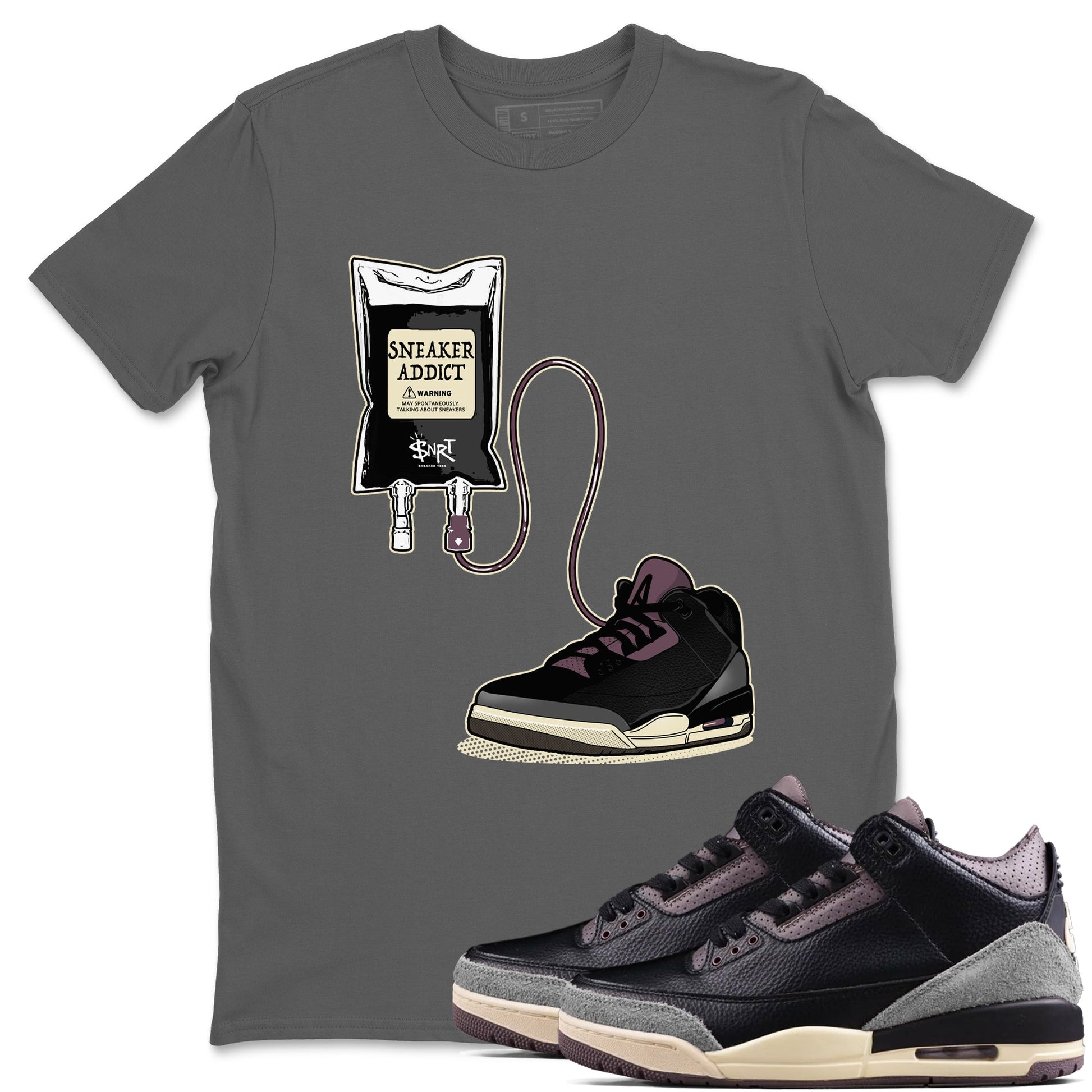 3s A Ma Maniere x Black shirts to match jordans Sneaker Therapy sneaker match tees Air Jordan 3 A Ma Maniere x Black And Flat Pewter SNRT Sneaker Release Tees unisex cotton Cool Grey 1 crew neck shirts