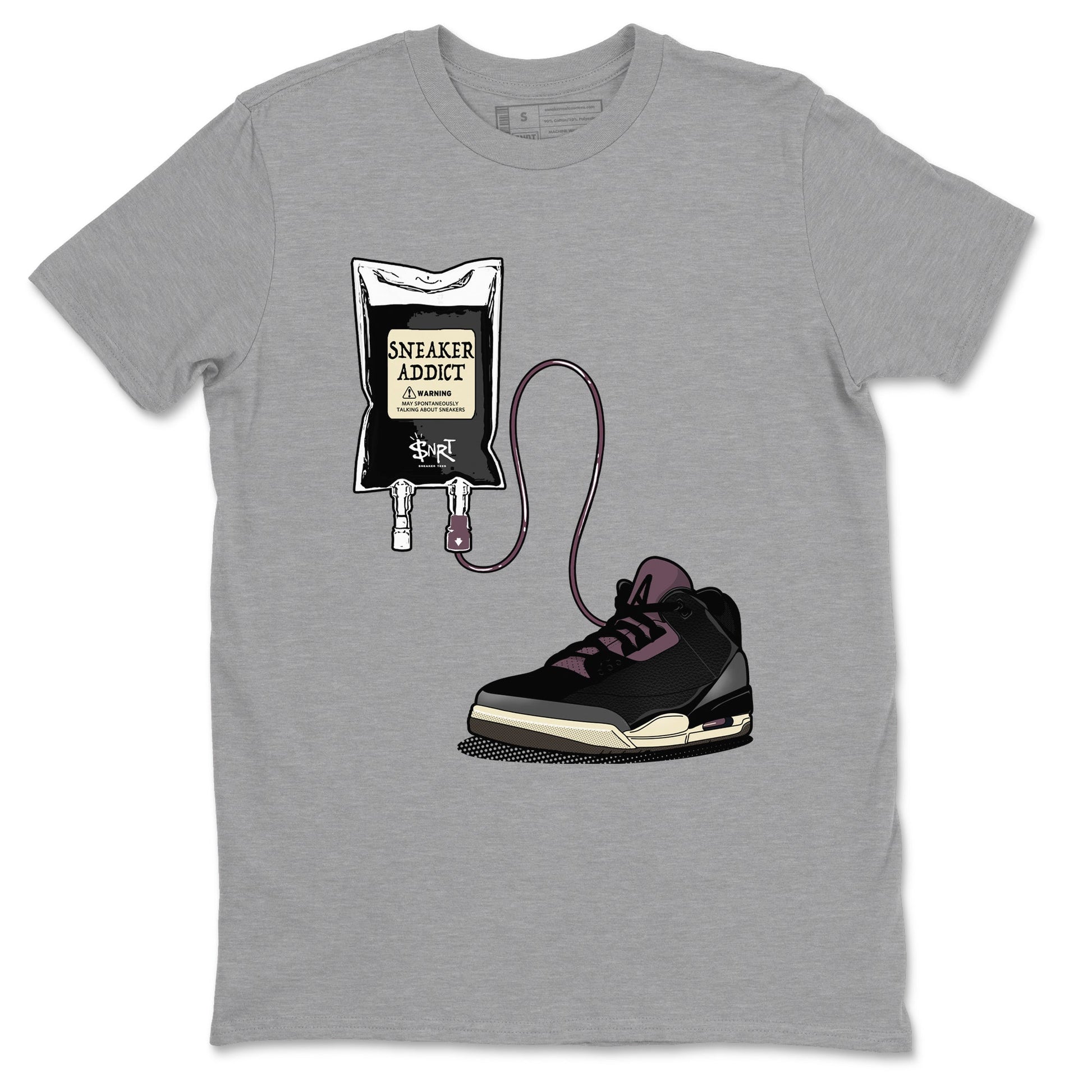 3s A Ma Maniere x Black shirts to match jordans Sneaker Therapy sneaker match tees Air Jordan 3 A Ma Maniere x Black And Flat Pewter SNRT Sneaker Release Tees unisex cotton Heather Grey 2 crew neck shirts