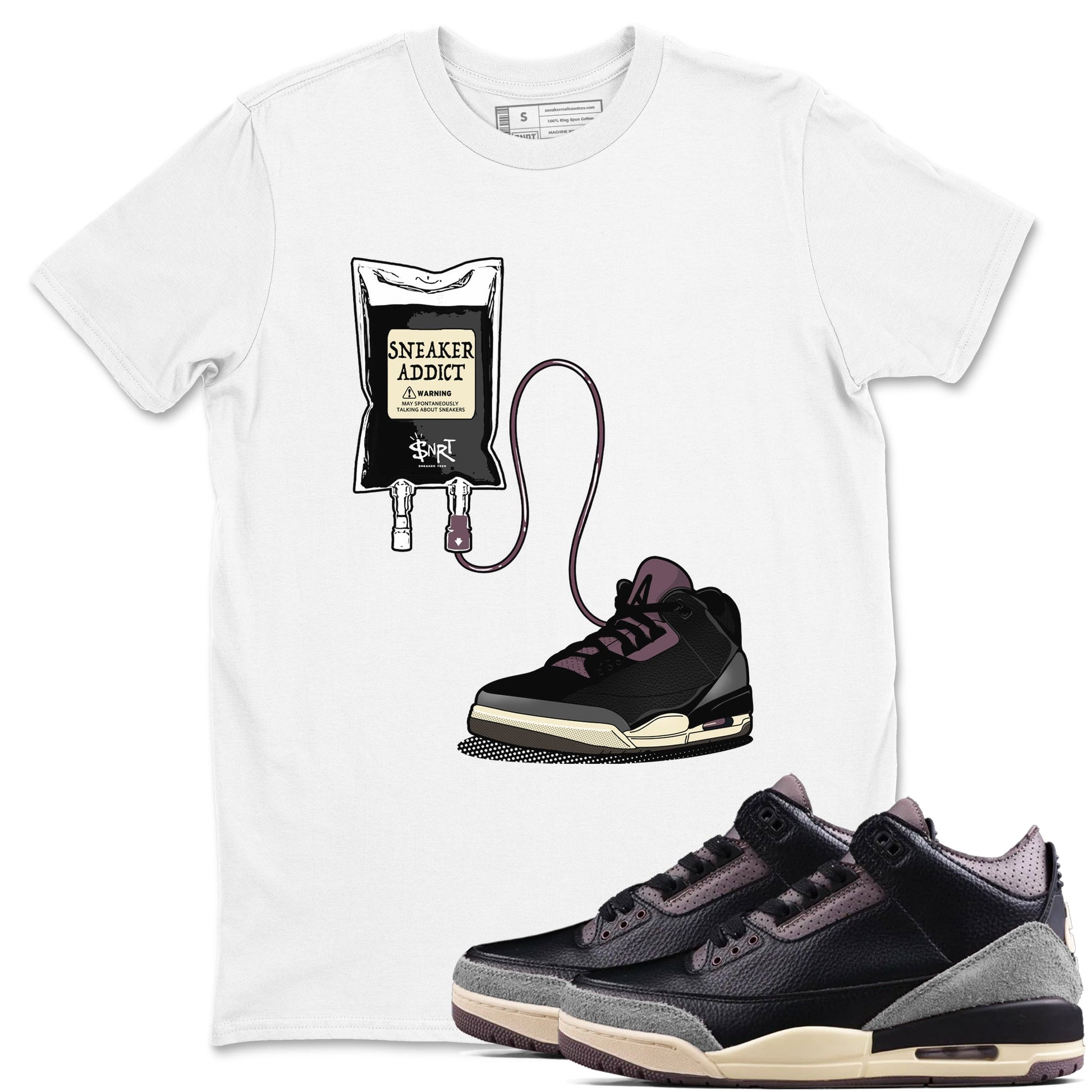3s A Ma Maniere x Black shirts to match jordans Sneaker Therapy sneaker match tees Air Jordan 3 A Ma Maniere x Black And Flat Pewter SNRT Sneaker Release Tees unisex cotton White 1 crew neck shirts