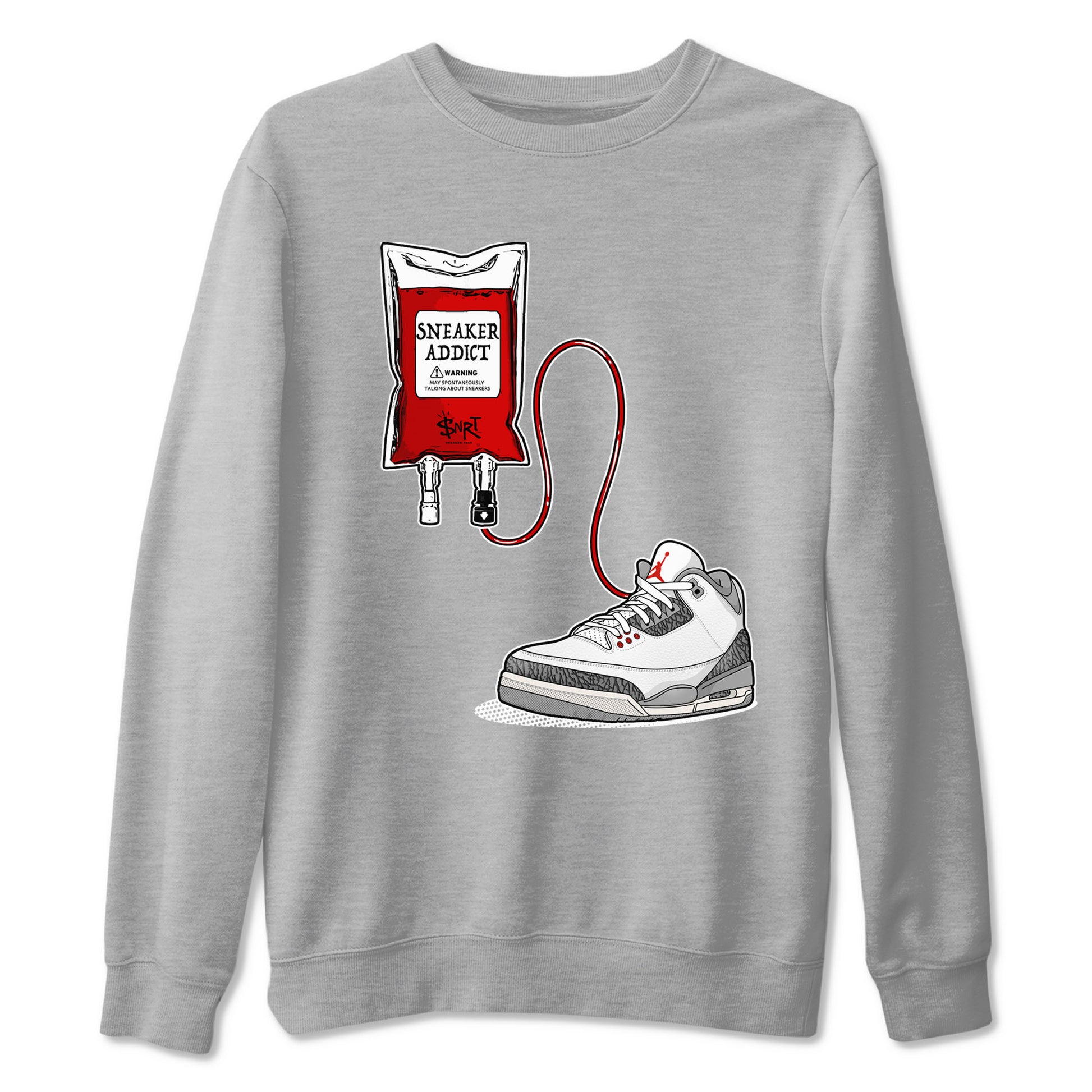 3s Cement Grey shirts to match jordans Sneaker Therapy sneaker match tees Air Jordan 3 Cement Grey SNRT Sneaker Release Tees unisex cotton Heather Grey 2 crew neck shirts