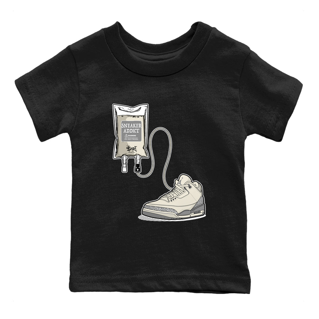 3s WMNS Sail and Cement Grey shirts to match jordans Sneaker Therapy graphic tees Air Jordan 3 Sail and Cement Grey match shoes to clothes SNRT Sneaker Tees Youth Baby Black 2 tee