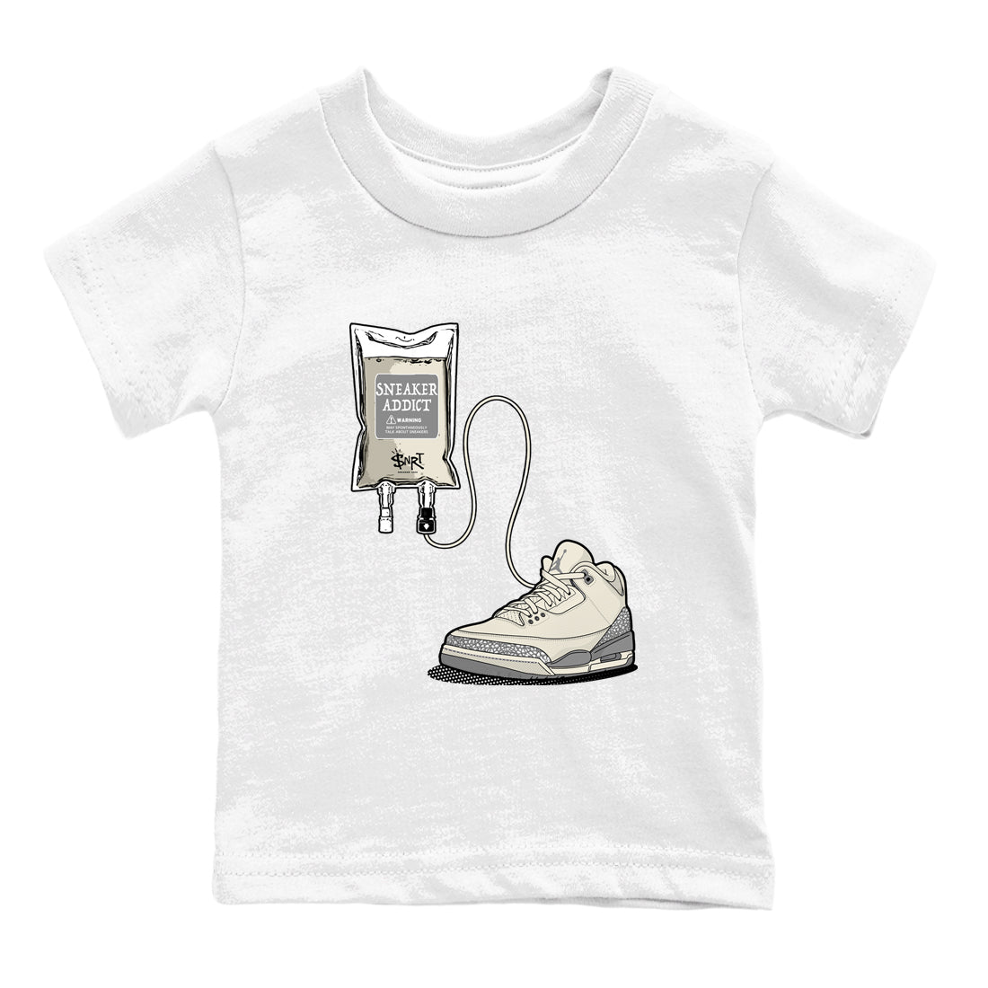 3s WMNS Sail and Cement Grey shirts to match jordans Sneaker Therapy graphic tees Air Jordan 3 Sail and Cement Grey match shoes to clothes SNRT Sneaker Tees Youth Baby White 2 tee