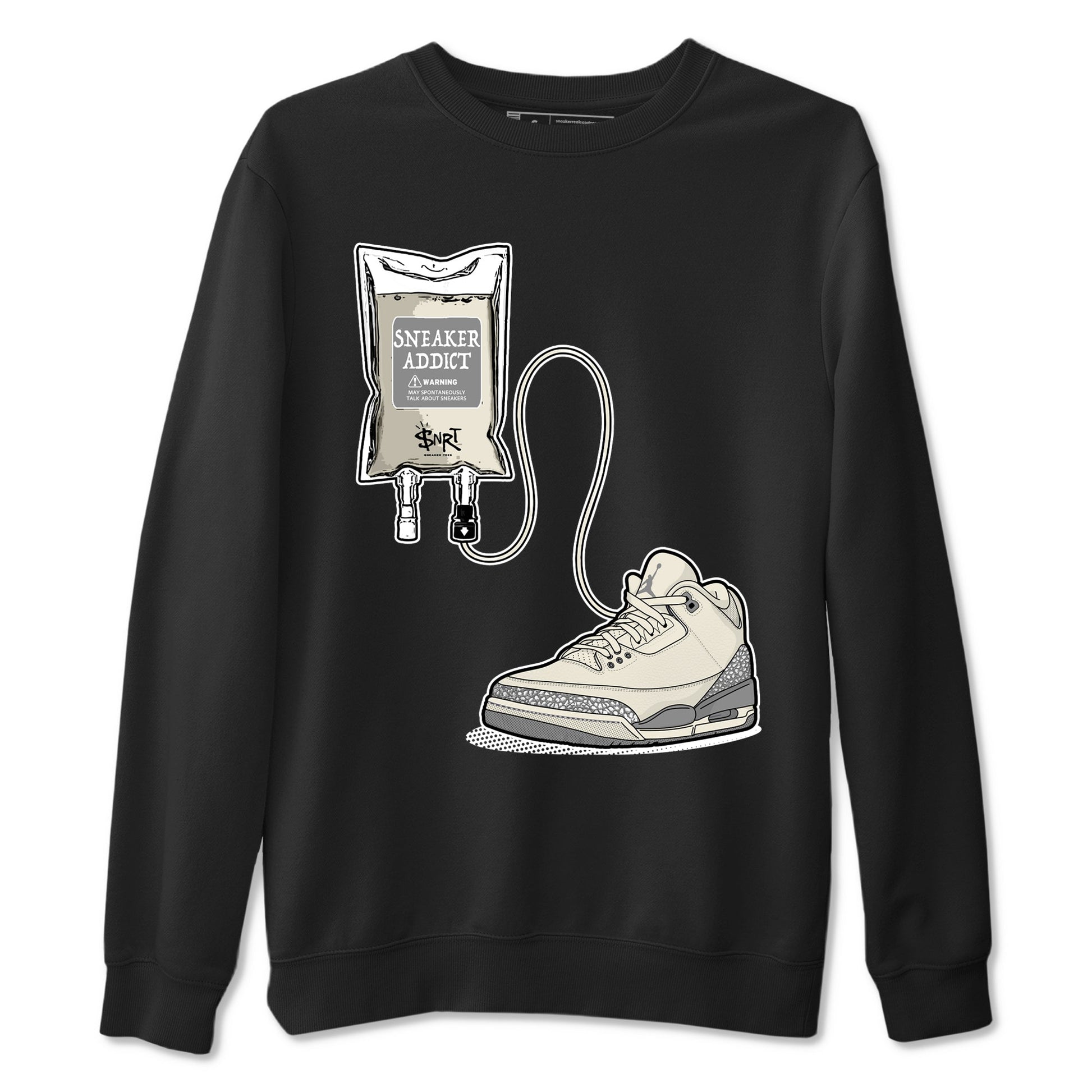3s WMNS Sail and Cement Grey shirts to match jordans Sneaker Therapy graphic tees Air Jordan 3 Sail and Cement Grey match shoes to clothes SNRT Sneaker Tees unisex cotton Black 2 shirts