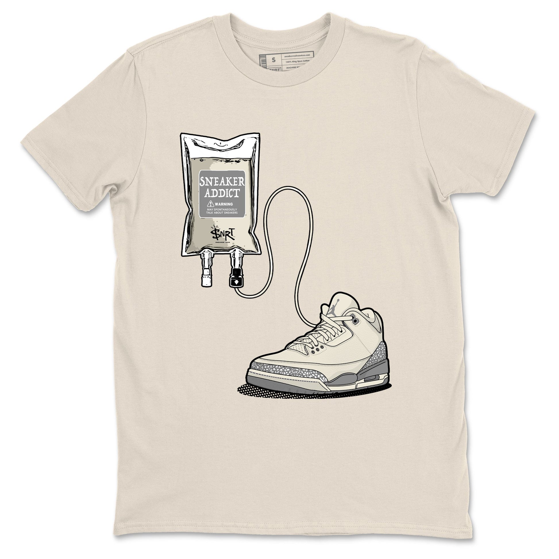 3s WMNS Sail and Cement Grey shirts to match jordans Sneaker Therapy graphic tees Air Jordan 3 Sail and Cement Grey match shoes to clothes SNRT Sneaker Tees unisex cotton Natural 2 shirts