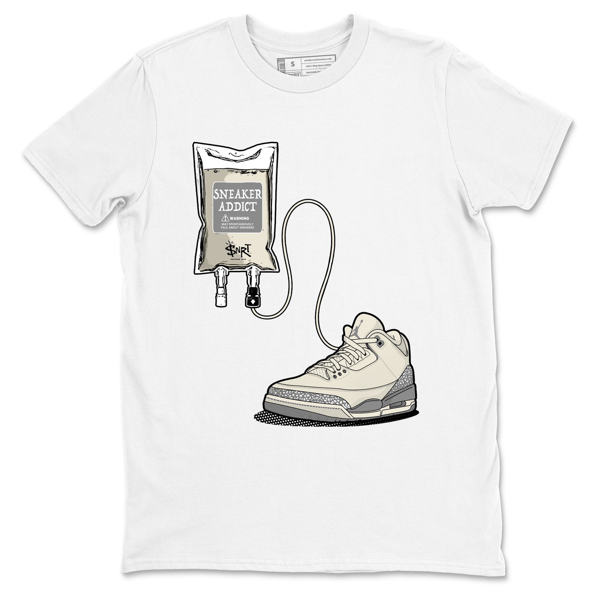 3s WMNS Sail and Cement Grey shirts to match jordans Sneaker Therapy graphic tees Air Jordan 3 Sail and Cement Grey match shoes to clothes SNRT Sneaker Tees unisex cotton White 2 shirts