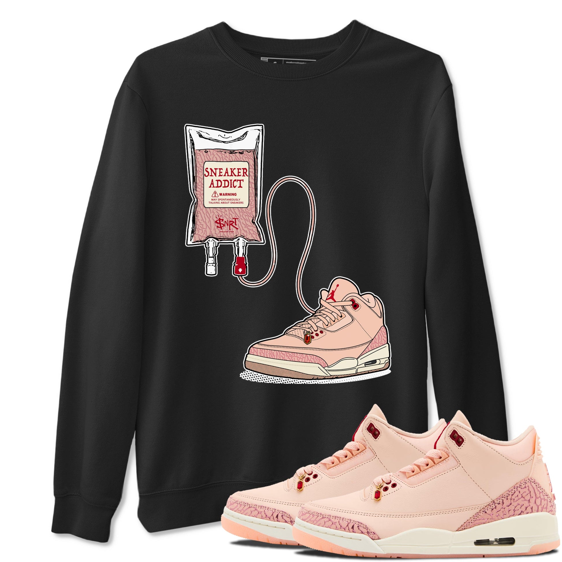 3s Valentines Day tee to match jordans Sneaker Therapy sneaker match tees Air Jordan 3 "Treat Yourself" Washed Coral special Valentine's Day Gift SNRT Sneaker Tees Graphic Tee Black 1 shirts