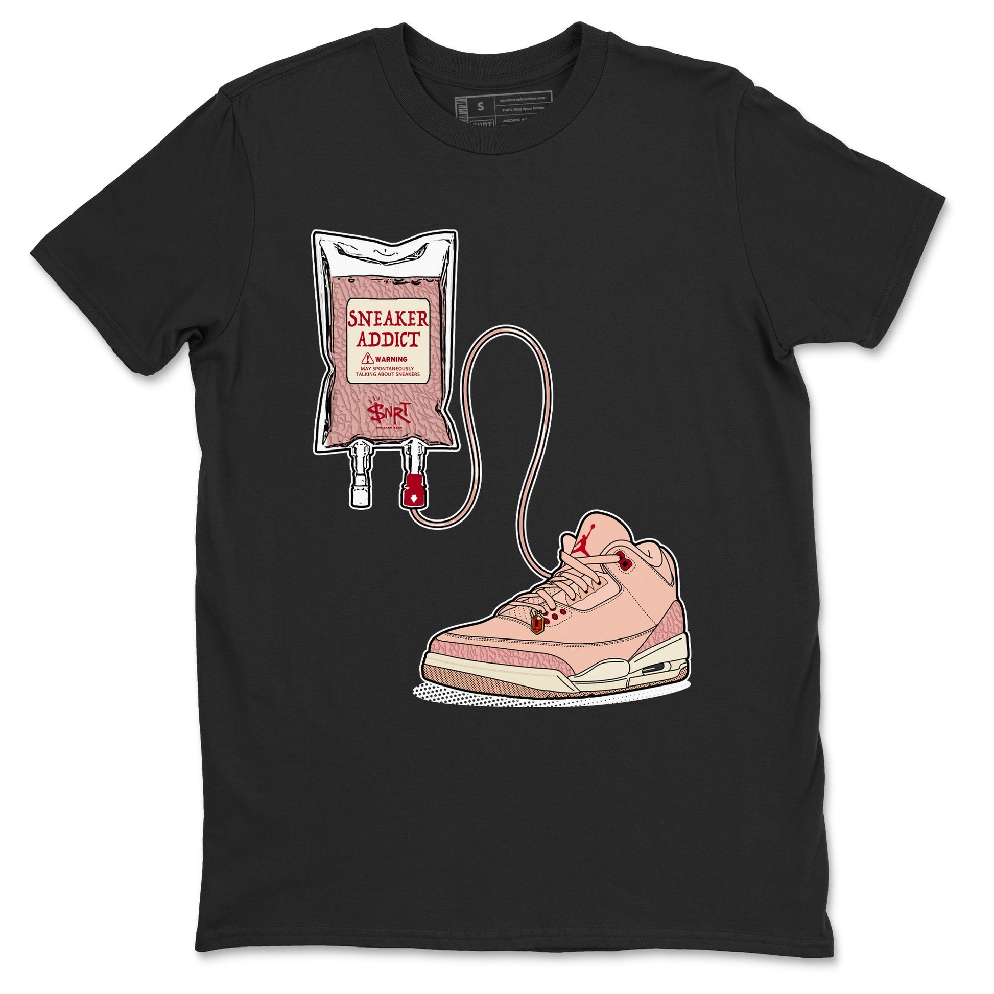 3s Valentines Day tee to match jordans Sneaker Therapy sneaker match tees Air Jordan 3 "Treat Yourself" Washed Coral special Valentine's Day Gift SNRT Sneaker Tees Graphic Tee Black 2 shirts
