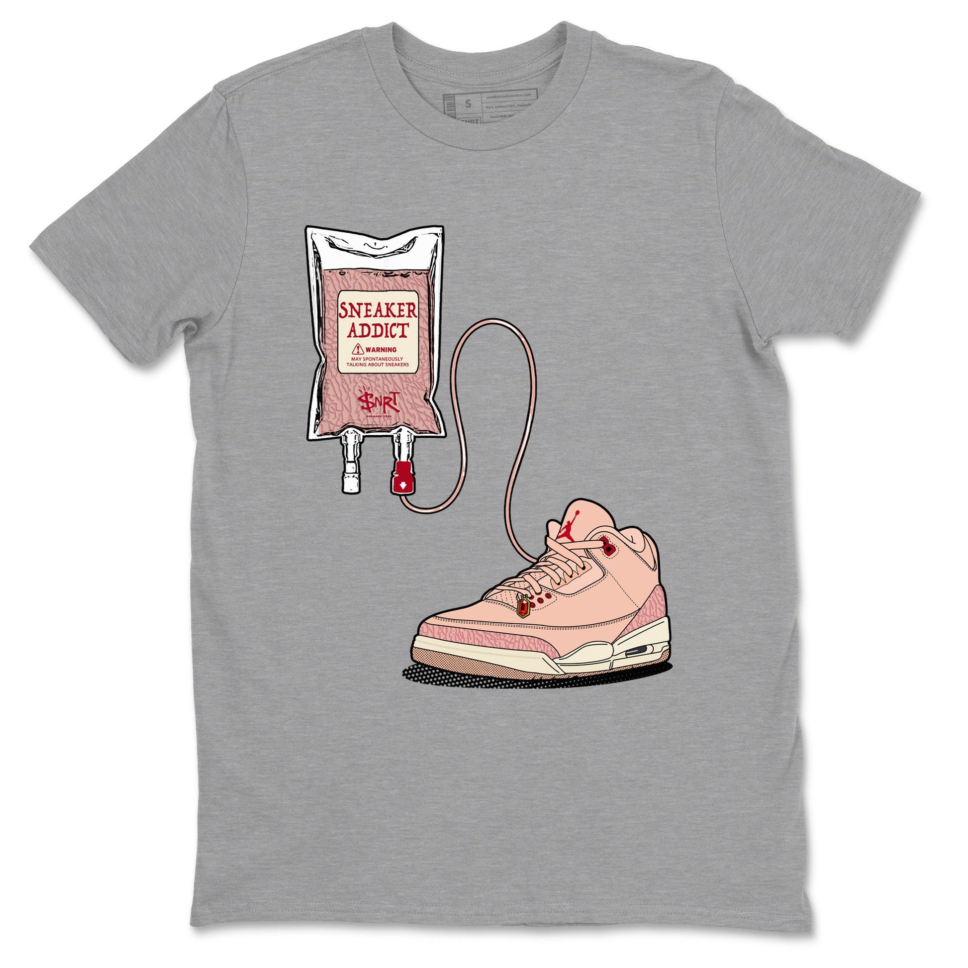 3s Valentines Day tee to match jordans Sneaker Therapy sneaker match tees Air Jordan 3 "Treat Yourself" Washed Coral special Valentine's Day Gift SNRT Sneaker Tees Graphic Tee Heather Grey 2 shirts