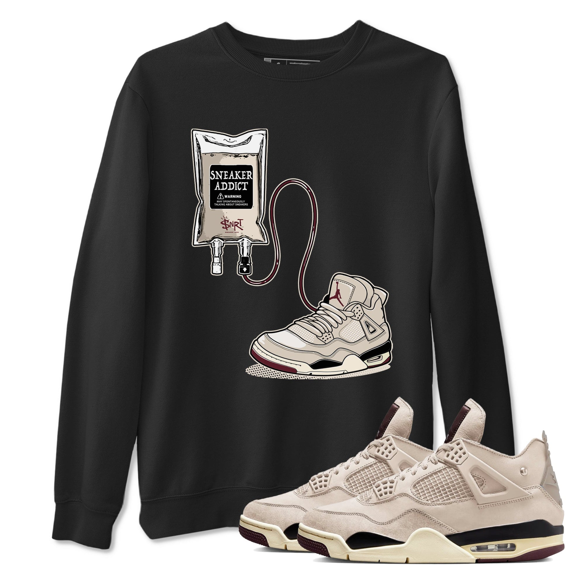 4s A Ma Maniere x Fossil Stone shirts to match jordans Sneaker Therapy sneaker match tees Air Jordan 4 A Ma Maniere x Fossil Stone SNRT Sneaker Release Tees unisex cotton Black 1 crew neck shirts