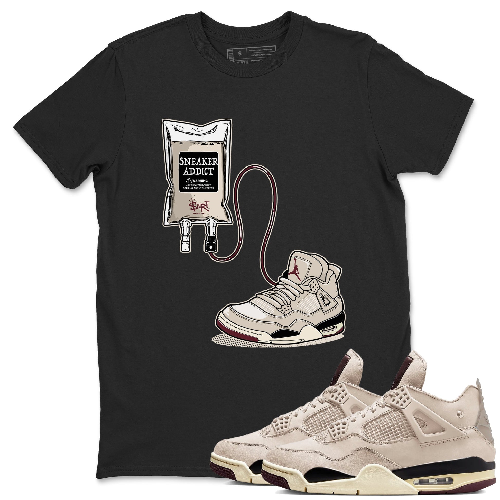 4s A Ma Maniere x Fossil Stone shirts to match jordans Sneaker Therapy sneaker match tees Air Jordan 4 A Ma Maniere x Fossil Stone SNRT Sneaker Release Tees unisex cotton Black 1 crew neck shirts
