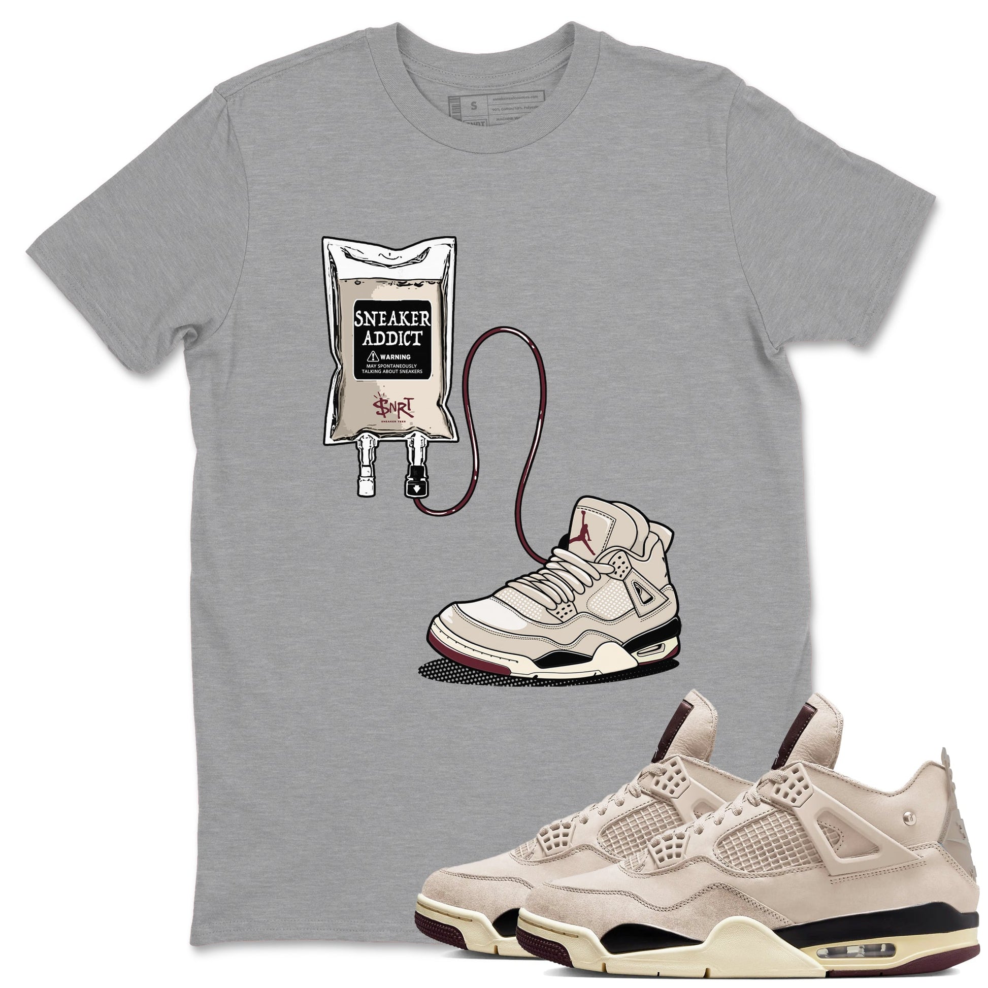 4s A Ma Maniere x Fossil Stone shirts to match jordans Sneaker Therapy sneaker match tees Air Jordan 4 A Ma Maniere x Fossil Stone SNRT Sneaker Release Tees unisex cotton Heather Grey 1 crew neck shirts