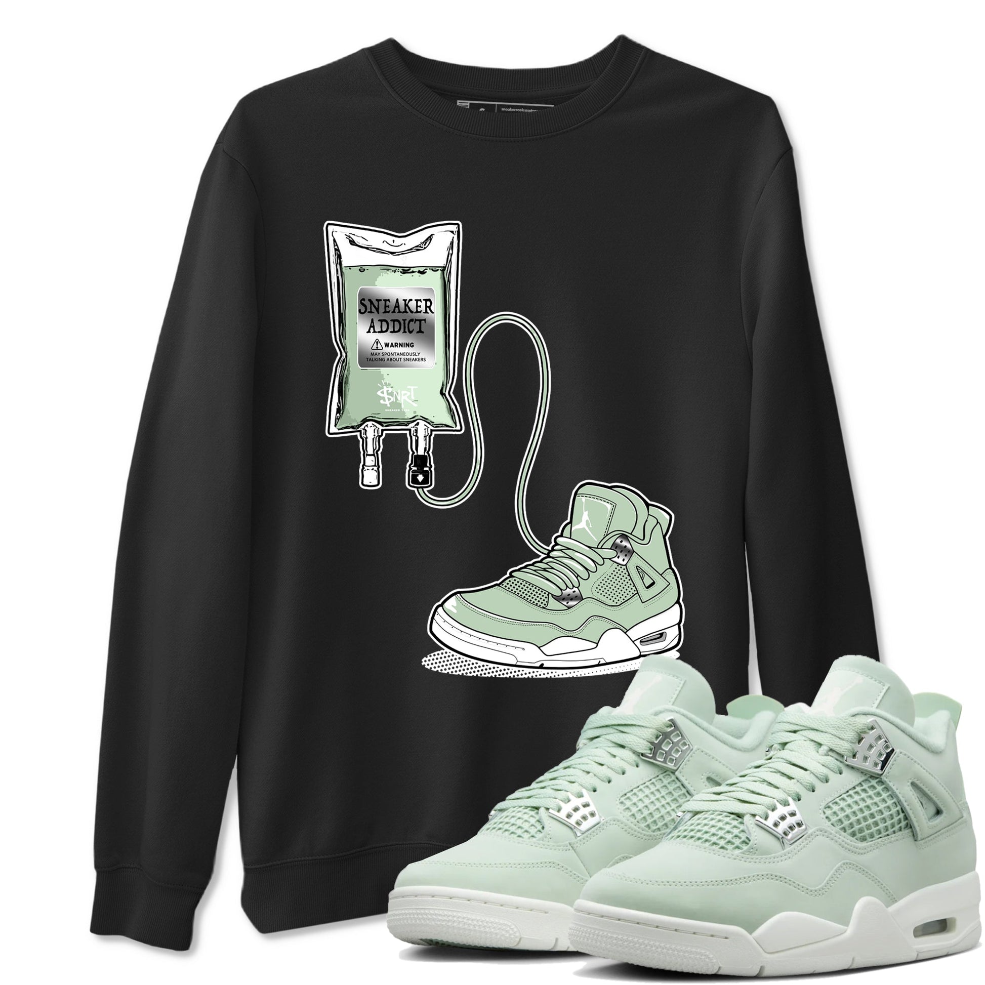 4s seafoam shirts to match jordans Sneaker Therapy sneaker match tees Air Jordan 4 Abundance match shoes to clothes SNRT Sneaker Tees unisex cotton Black 1 shirts