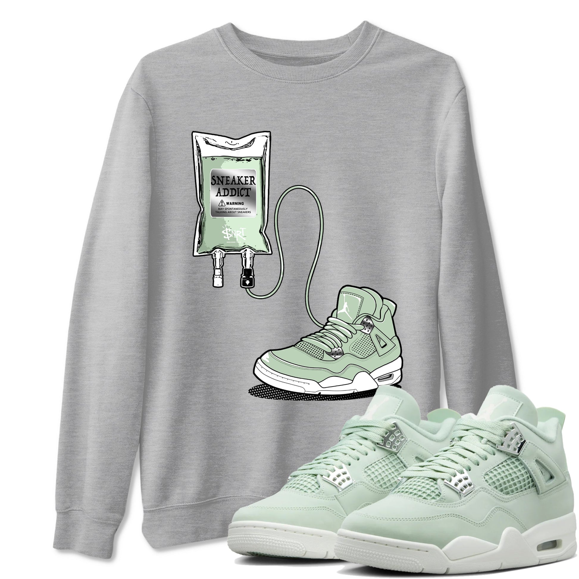 4s seafoam shirts to match jordans Sneaker Therapy sneaker match tees Air Jordan 4 Abundance match shoes to clothes SNRT Sneaker Tees unisex cotton Heather Grey 1 shirts