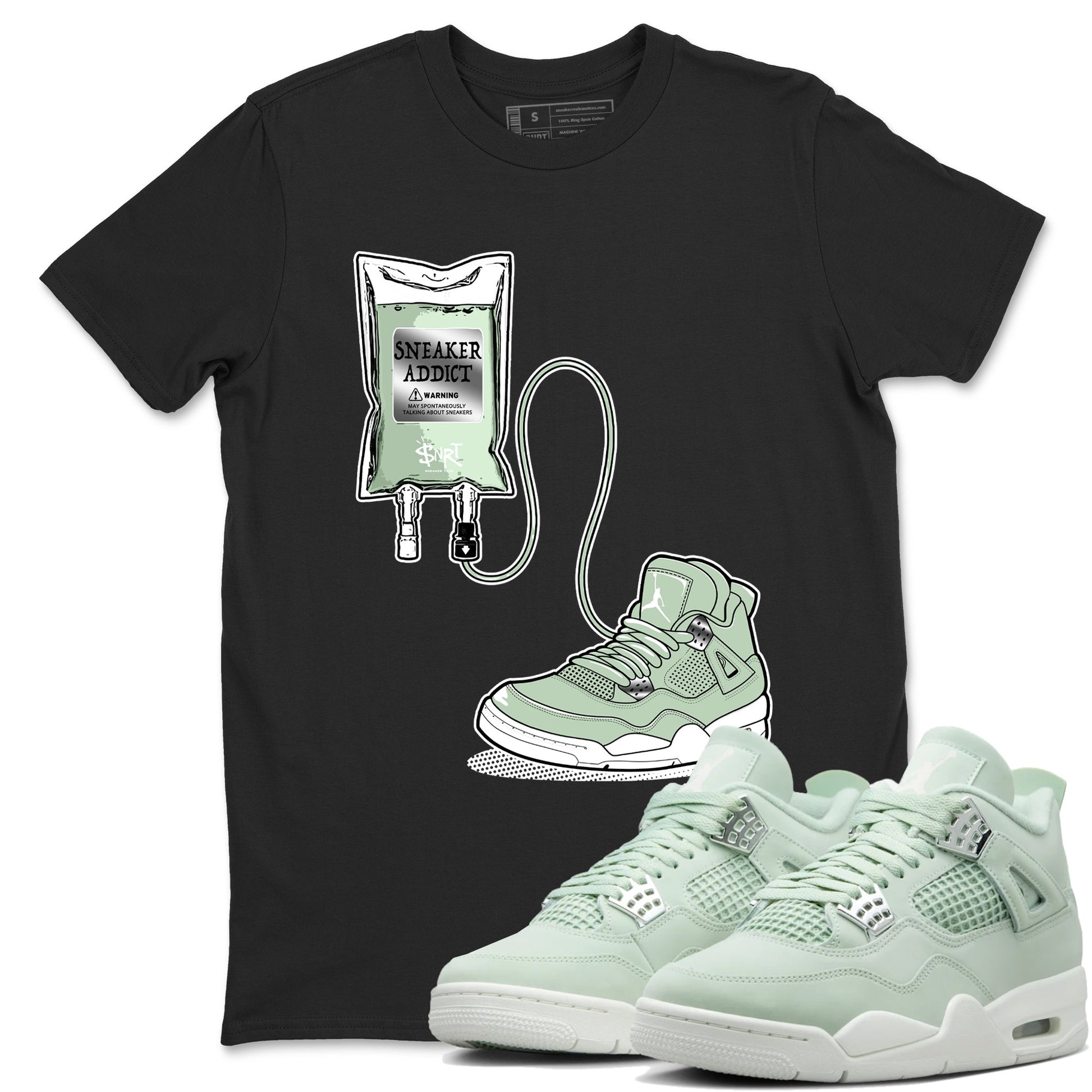 4s seafoam shirts to match jordans Sneaker Therapy sneaker match tees Air Jordan 4 Abundance match shoes to clothes SNRT Sneaker Tees unisex cotton Black 1 shirts