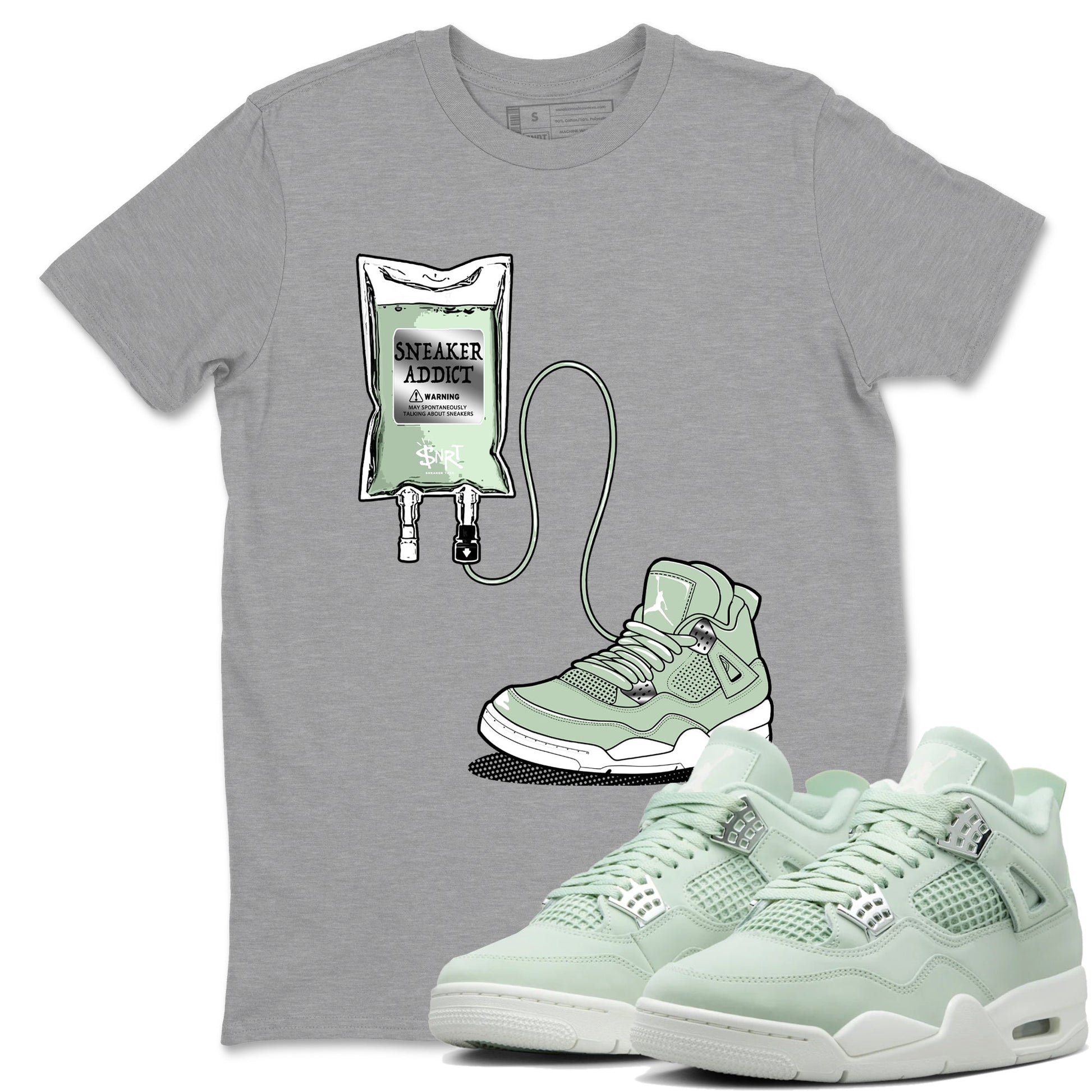 4s seafoam shirts to match jordans Sneaker Therapy sneaker match tees Air Jordan 4 Abundance match shoes to clothes SNRT Sneaker Tees unisex cotton Heather Grey 1 shirts