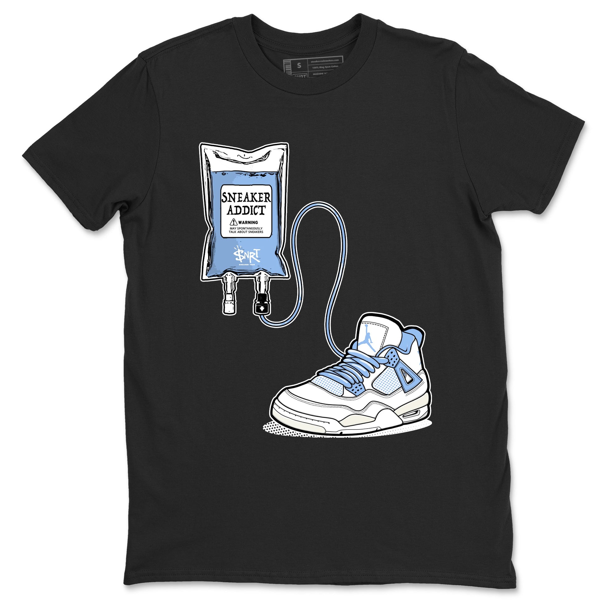 Sneaker Therapy sneaker match t-shirt styled to complete your fit with the Air Jordan 4 Aluminum sneakers, shown in Black 2.