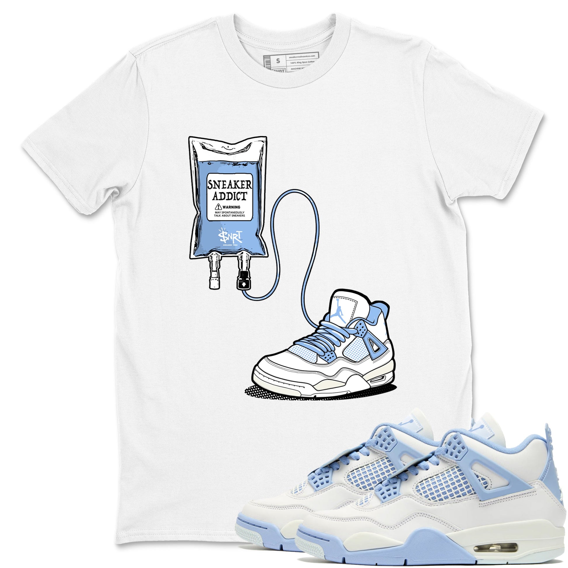 Sneaker Therapy sneaker match t-shirt styled to complete your fit with the Air Jordan 4 Aluminum sneakers, shown in White 1.