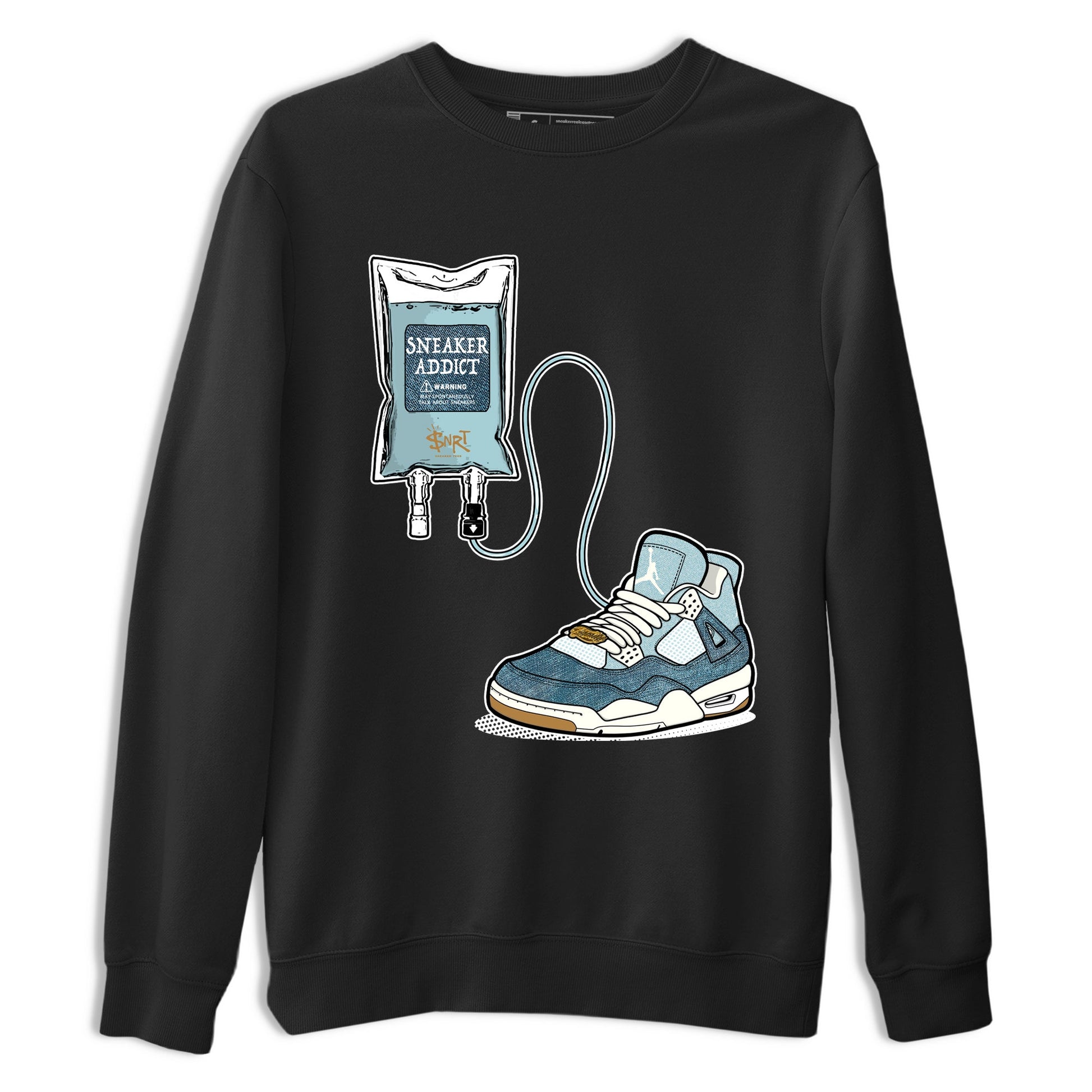 Sneaker match tees – Sneaker Tees To Match 4s Worn Blue Air Jordan 4 Denim Shoes – Sneaker Therapy Tee Black 2