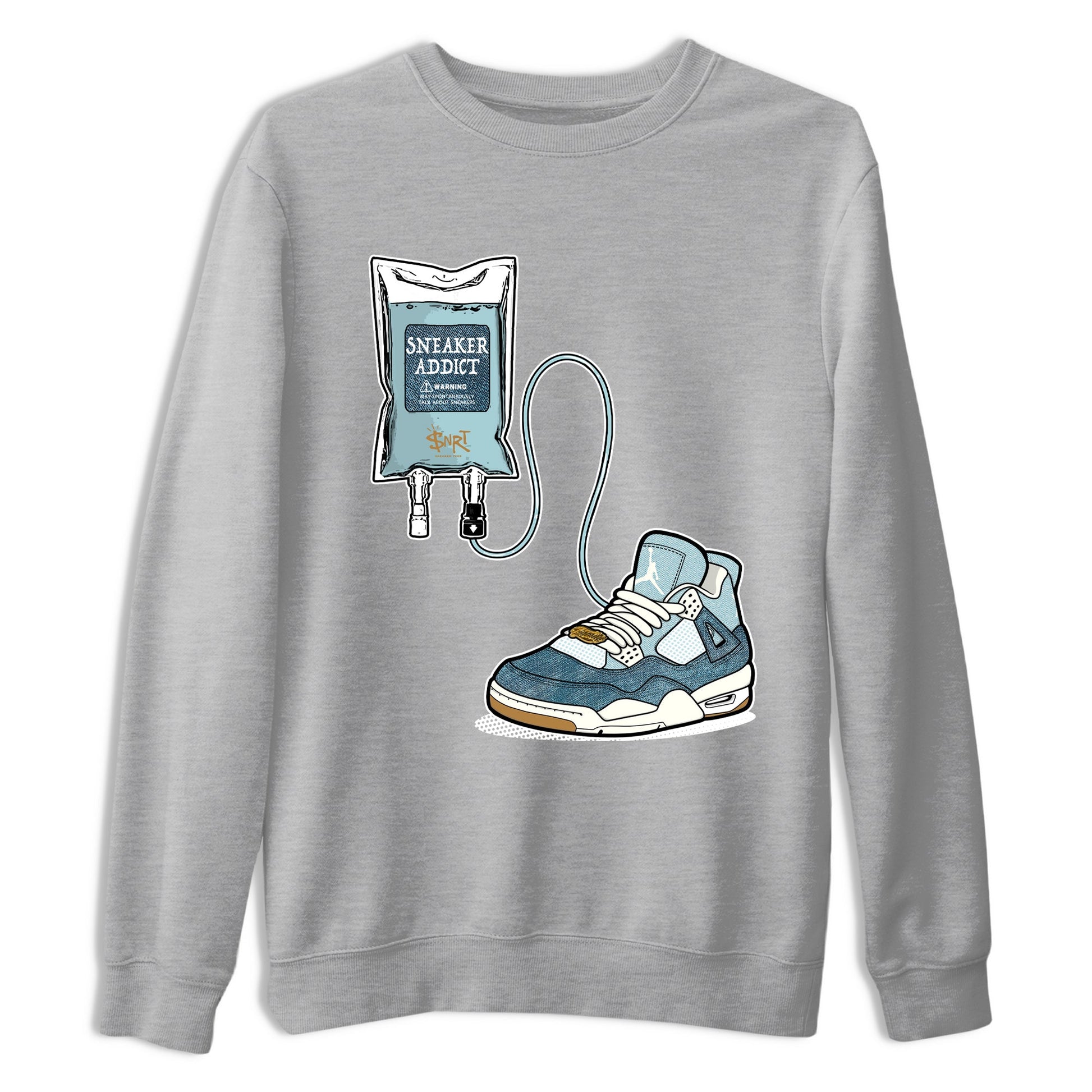 Sneaker match tees – Sneaker Tees To Match 4s Worn Blue Air Jordan 4 Denim Shoes – Sneaker Therapy Tee Heather Grey 2