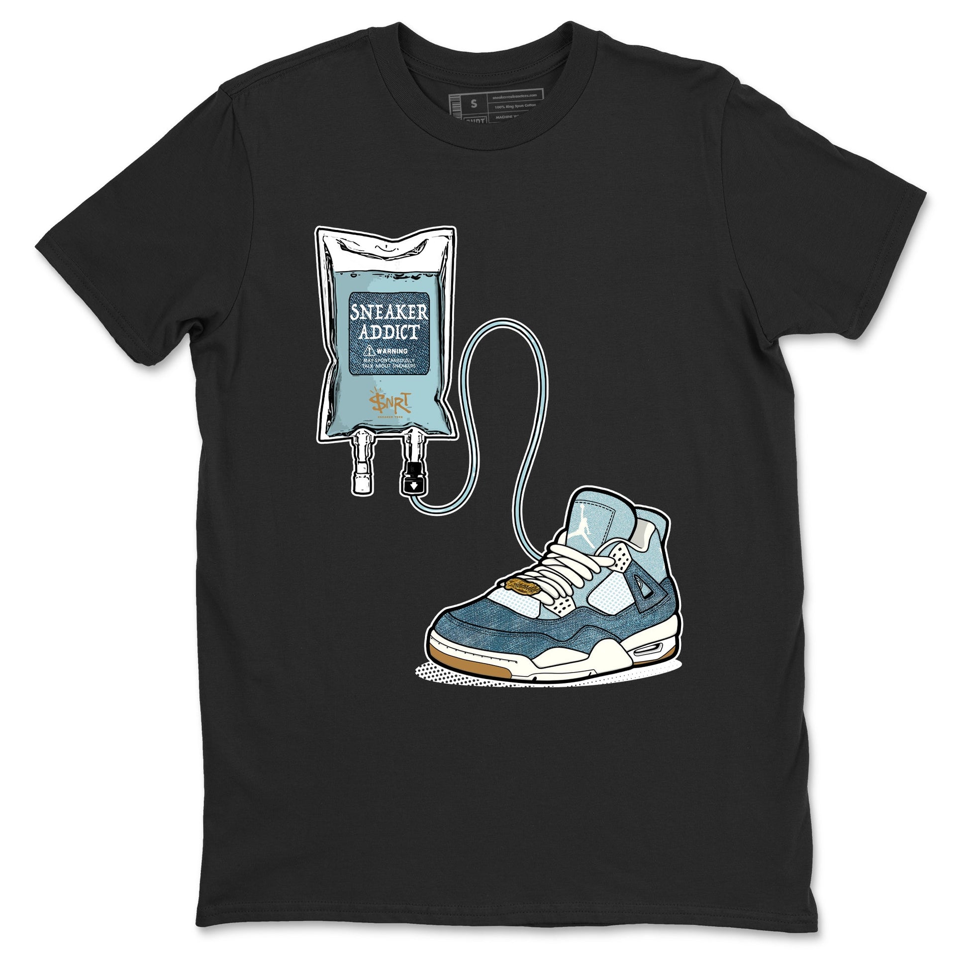 Sneaker match tees – Sneaker Tees To Match 4s Worn Blue Air Jordan 4 Denim Shoes – Sneaker Therapy Tee Black 2