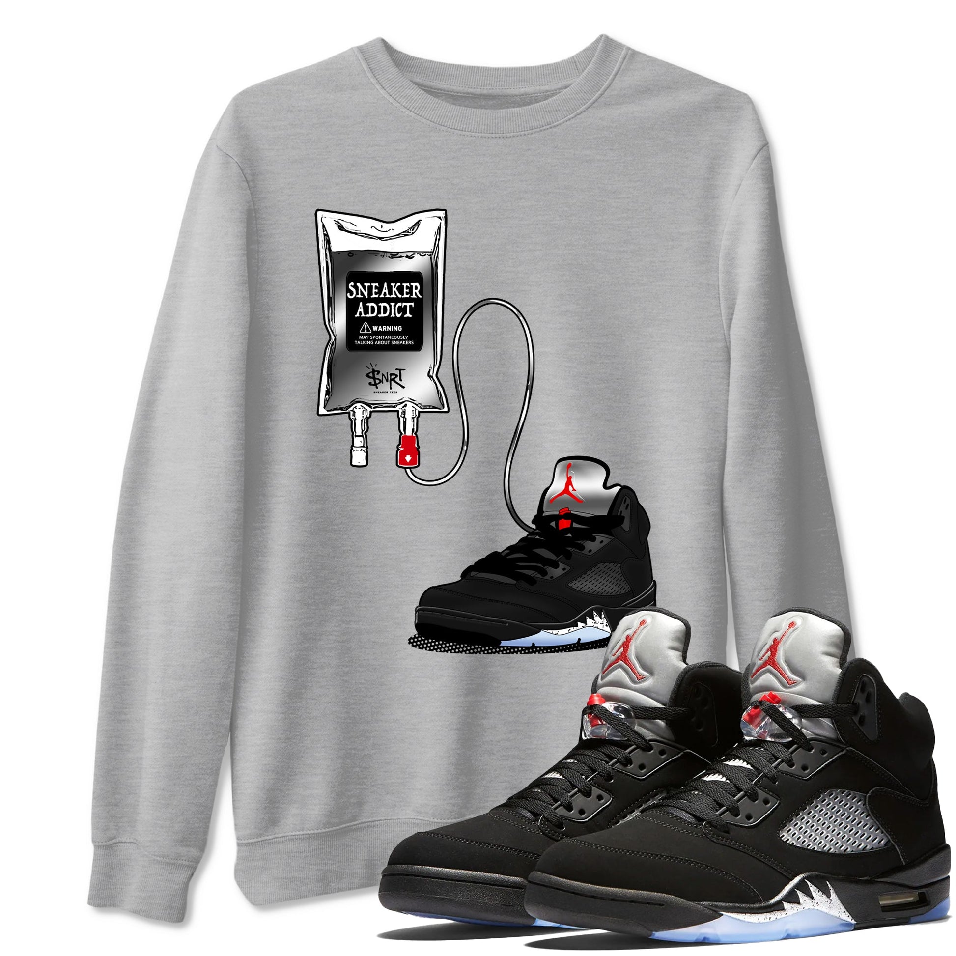 5s Black Metallic Reimagined shirts to match jordans Sneaker Therapy best t shirts to wear with jordans AJ5 Retro OG Reimagined match shoes to clothes SNRT Sneaker Tees unisex cotton Heather Grey 1 shirts