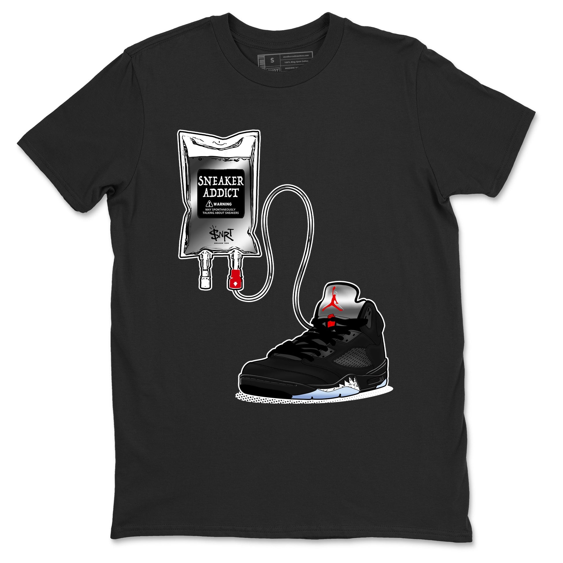 5s Black Metallic Reimagined shirts to match jordans Sneaker Therapy best t shirts to wear with jordans AJ5 Retro OG Reimagined match shoes to clothes SNRT Sneaker Tees unisex cotton Black 2 shirts