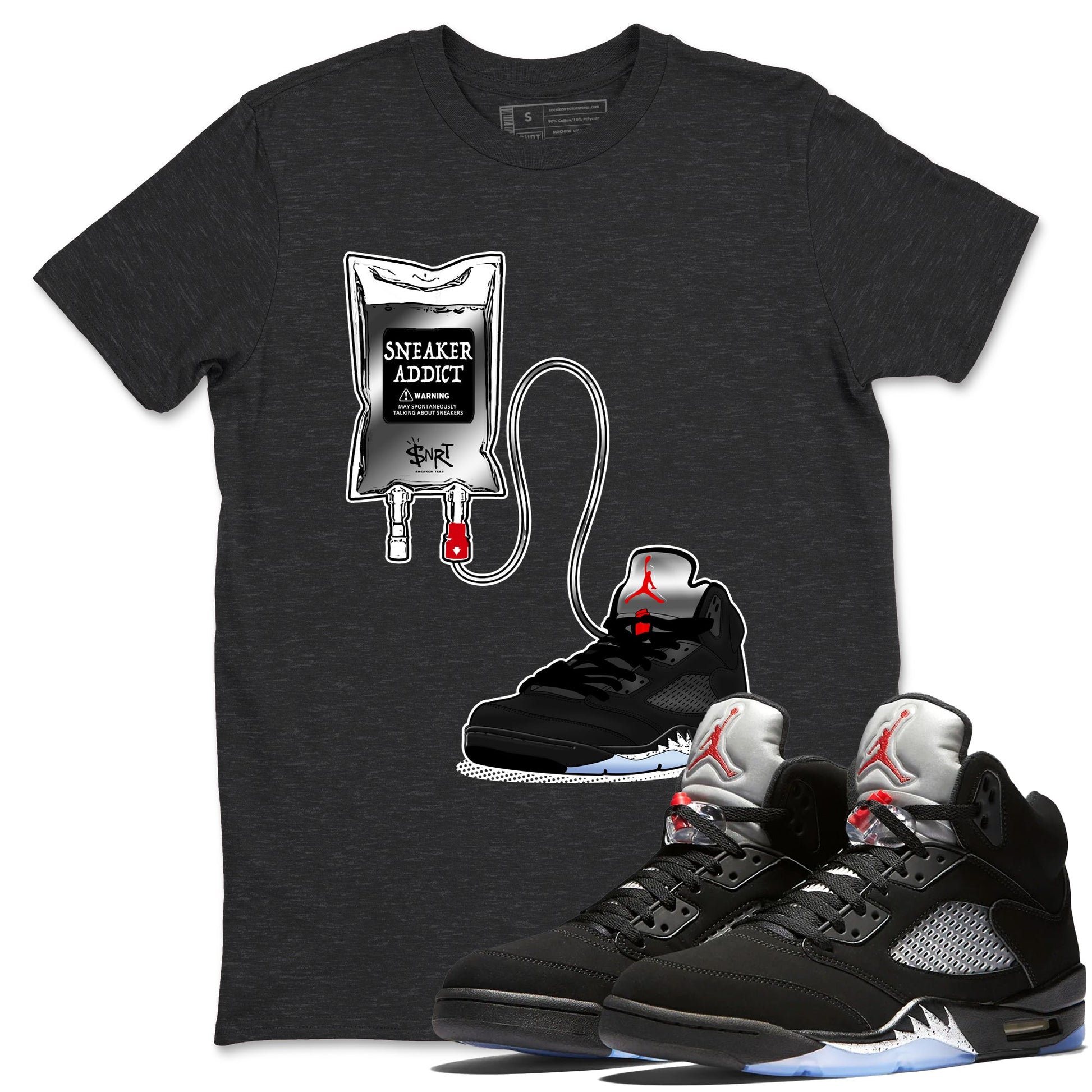 5s Black Metallic Reimagined shirts to match jordans Sneaker Therapy best t shirts to wear with jordans AJ5 Retro OG Reimagined match shoes to clothes SNRT Sneaker Tees unisex cotton Charcoal Heather 1 shirts
