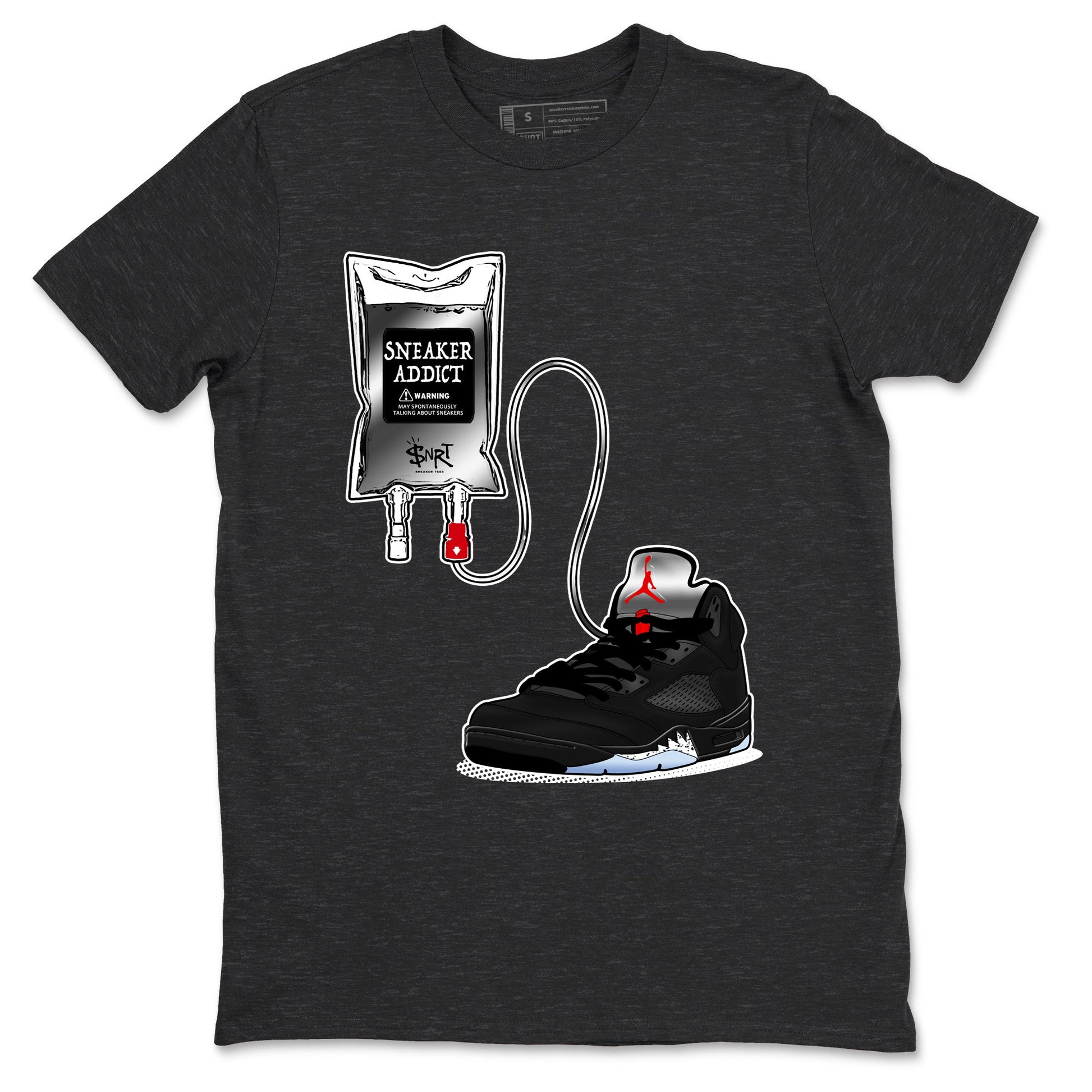 5s Black Metallic Reimagined shirts to match jordans Sneaker Therapy best t shirts to wear with jordans AJ5 Retro OG Reimagined match shoes to clothes SNRT Sneaker Tees unisex cotton Charcoal Heather 2 shirts
