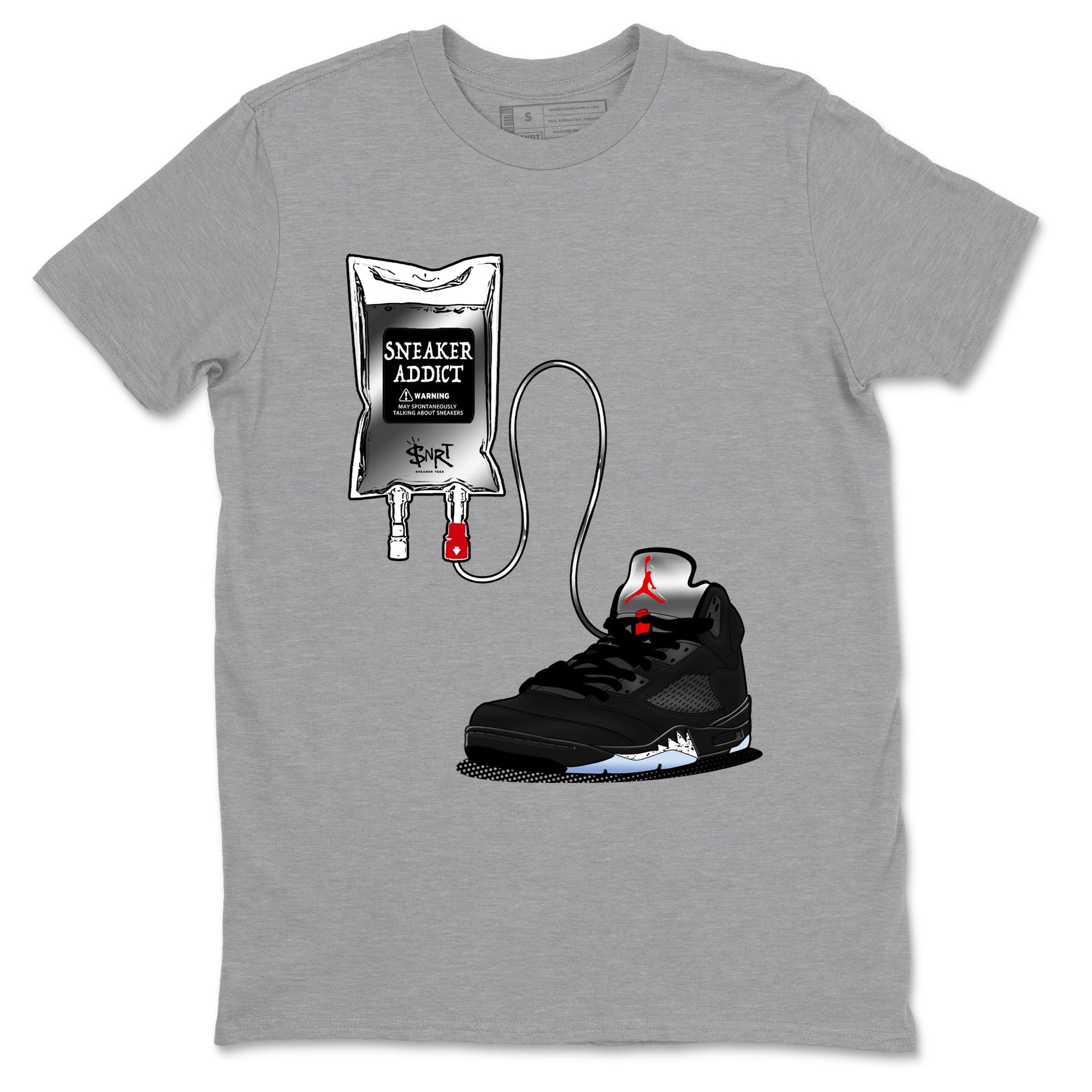 5s Black Metallic Reimagined shirts to match jordans Sneaker Therapy best t shirts to wear with jordans AJ5 Retro OG Reimagined match shoes to clothes SNRT Sneaker Tees unisex cotton Heather Grey 2 shirts