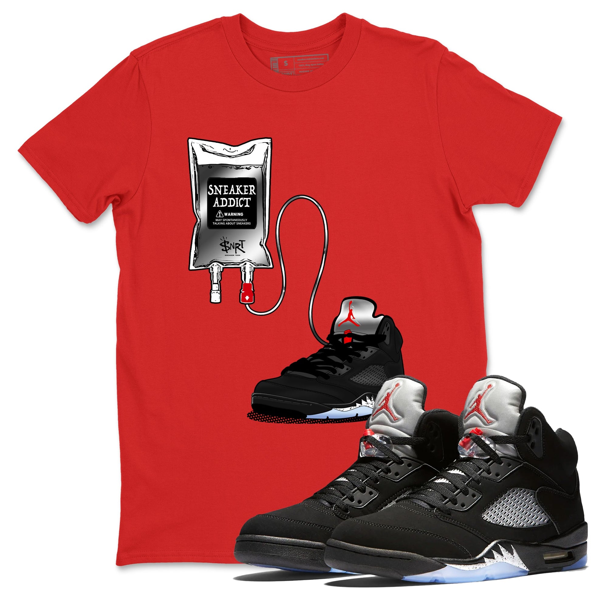 5s Black Metallic Reimagined shirts to match jordans Sneaker Therapy best t shirts to wear with jordans AJ5 Retro OG Reimagined match shoes to clothes SNRT Sneaker Tees unisex cotton Red 1 shirts