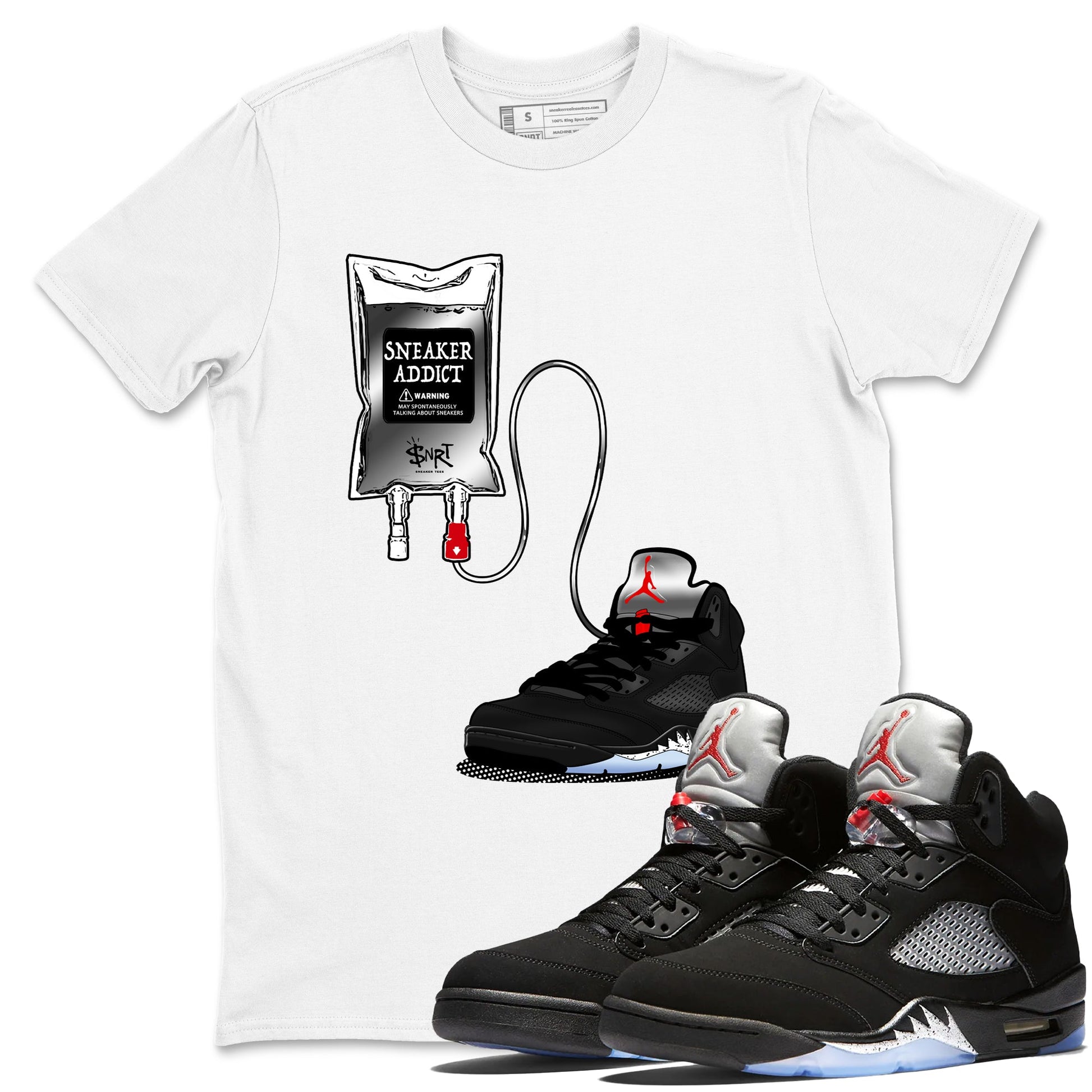 5s Black Metallic Reimagined shirts to match jordans Sneaker Therapy best t shirts to wear with jordans AJ5 Retro OG Reimagined match shoes to clothes SNRT Sneaker Tees unisex cotton White 1 shirts