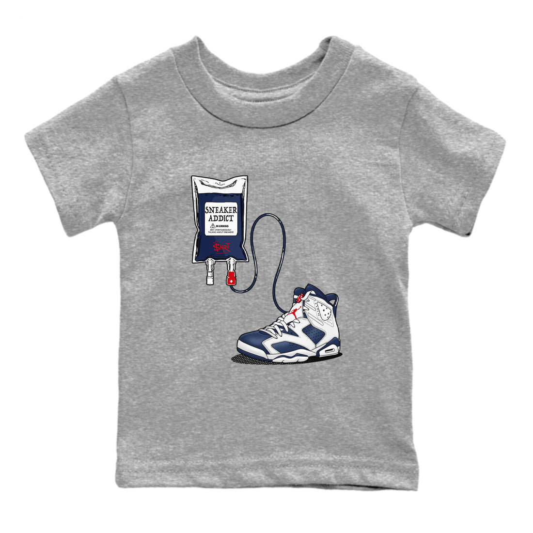 6s White And Midnight Navy shirts to match jordans Sneaker Therapy sneaker match tees Air Jordan 6 White And Midnight Navy SNRT Sneaker Release Tees Youth Baby Heather Grey 2 crew neck shirts