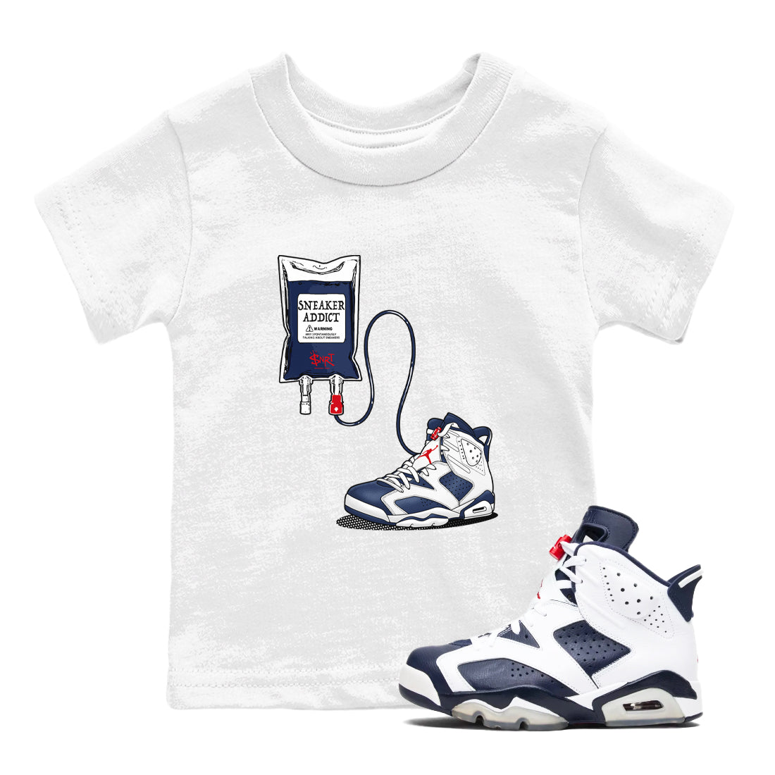 6s White And Midnight Navy shirts to match jordans Sneaker Therapy sneaker match tees Air Jordan 6 White And Midnight Navy SNRT Sneaker Release Tees Youth Baby White 1 crew neck shirts