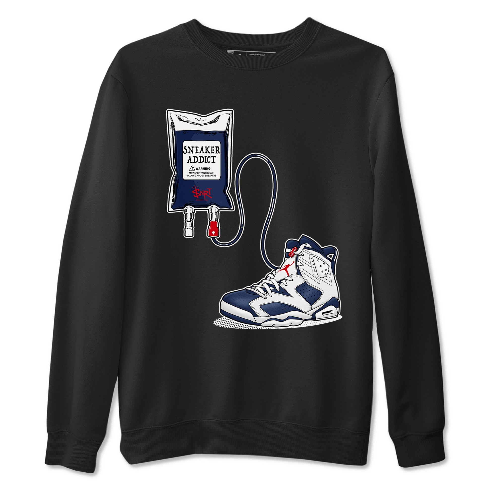6s White And Midnight Navy shirts to match jordans Sneaker Therapy sneaker match tees Air Jordan 6 White And Midnight Navy SNRT Sneaker Release Tees unisex cotton Black 2 crew neck shirts