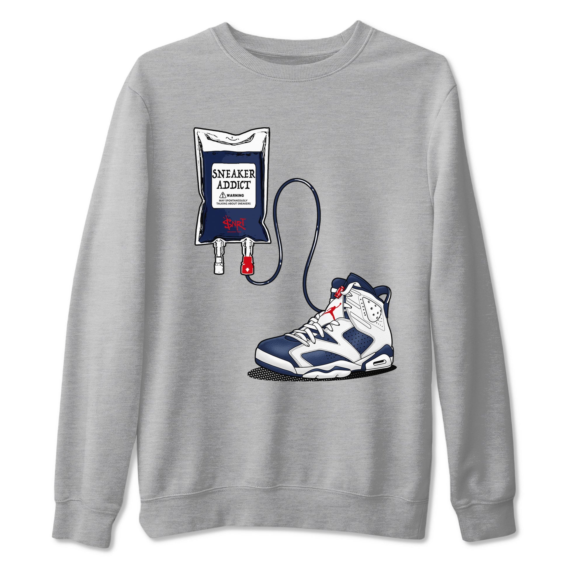 6s White And Midnight Navy shirts to match jordans Sneaker Therapy sneaker match tees Air Jordan 6 White And Midnight Navy SNRT Sneaker Release Tees unisex cotton Heather Grey 2 crew neck shirts